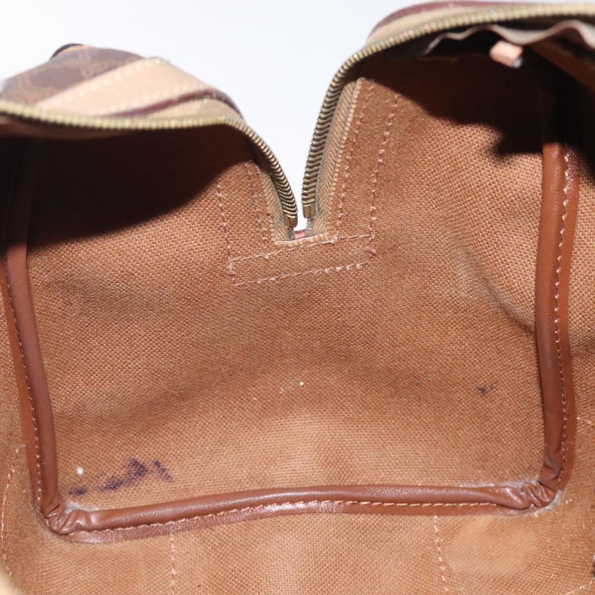 CELINE Macadam Canvas Hand Bag PVC Leather Brown Gold Auth bs25372