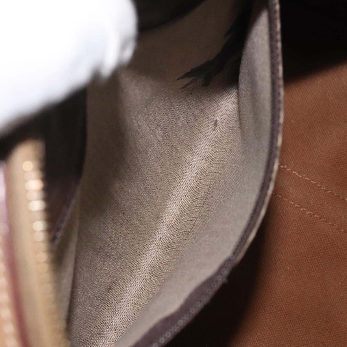 CELINE Macadam Canvas Hand Bag PVC Leather Brown Gold Auth bs25372