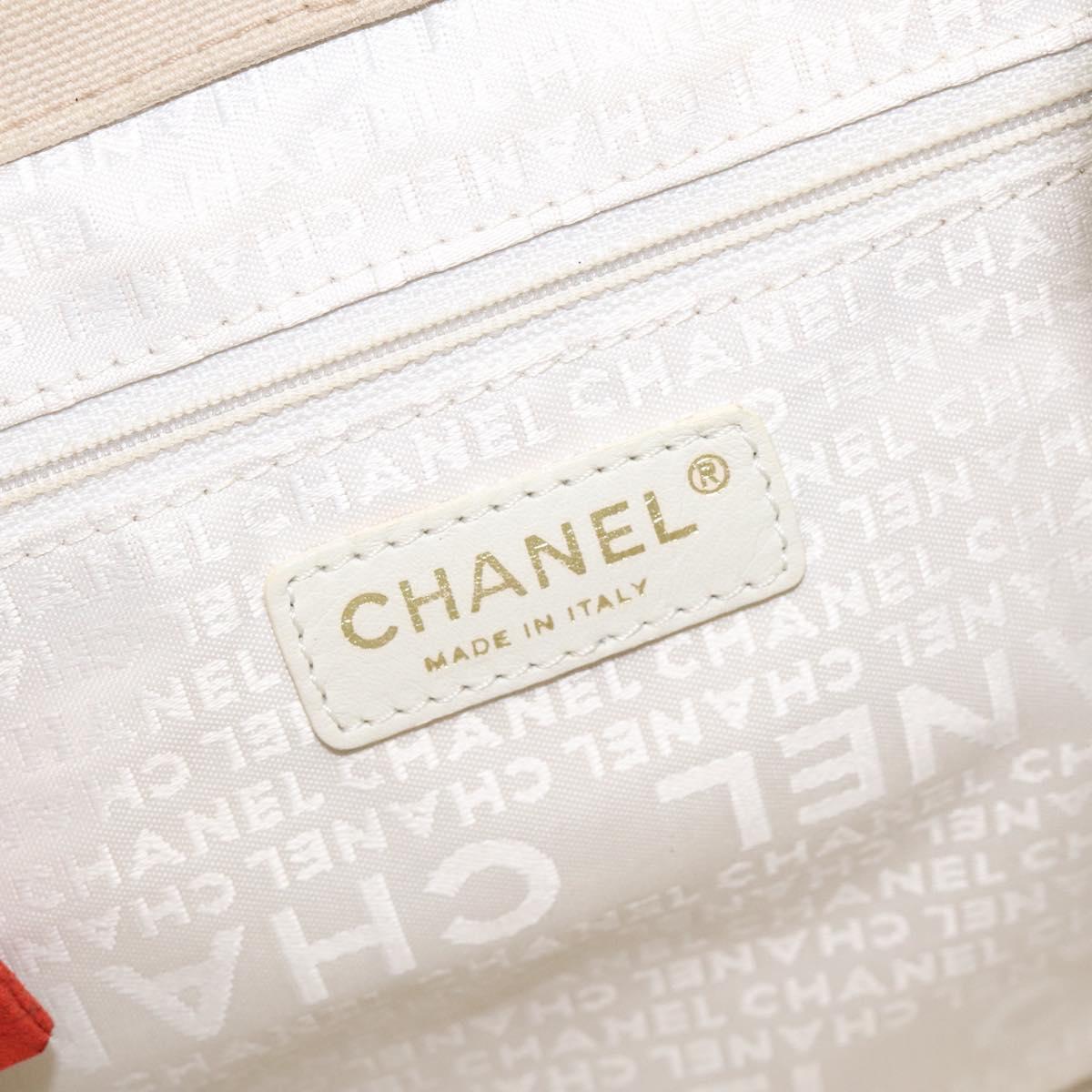CHANEL Hand Bag Canvas Beige CC Auth bs25378