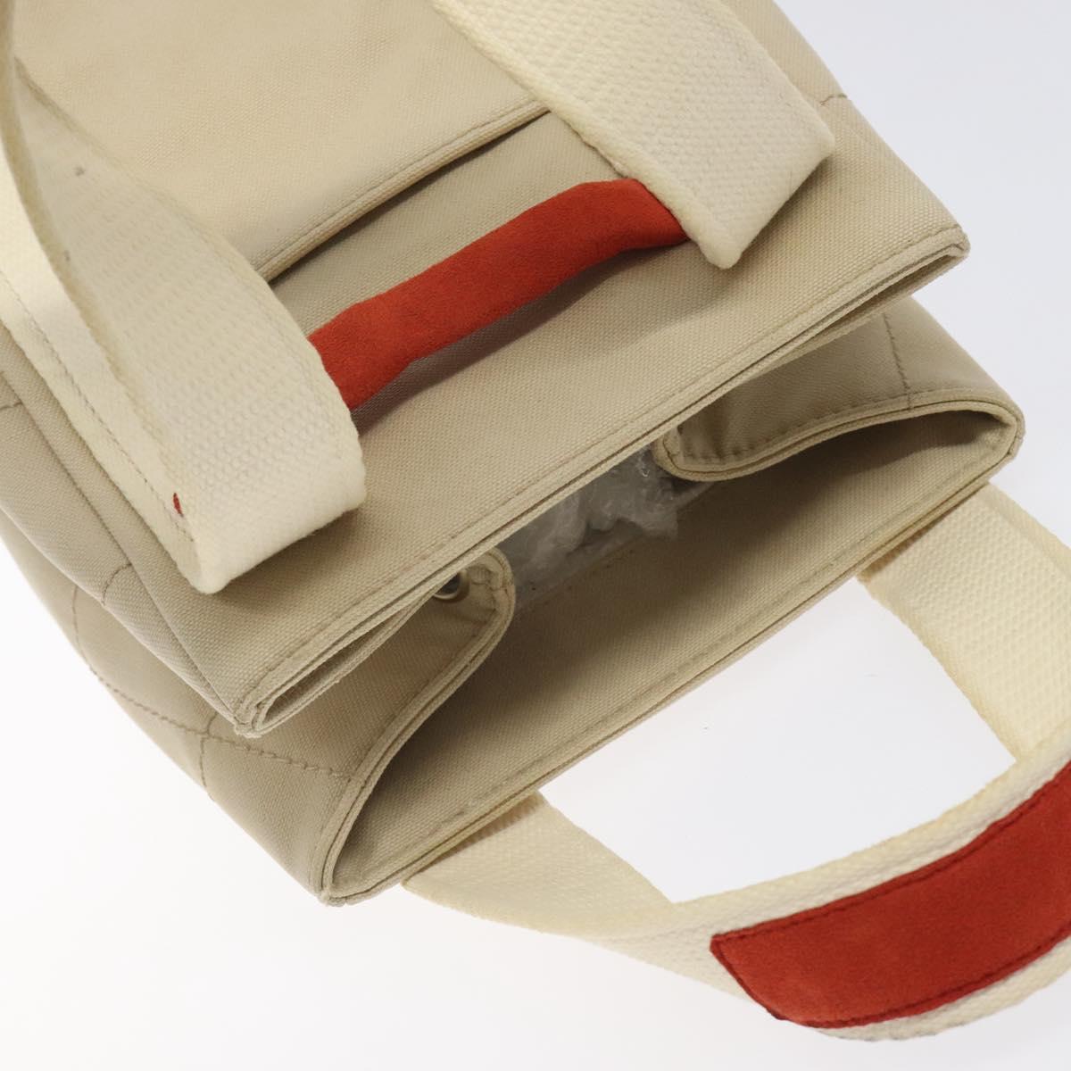 CHANEL Hand Bag Canvas Beige CC Auth bs25378