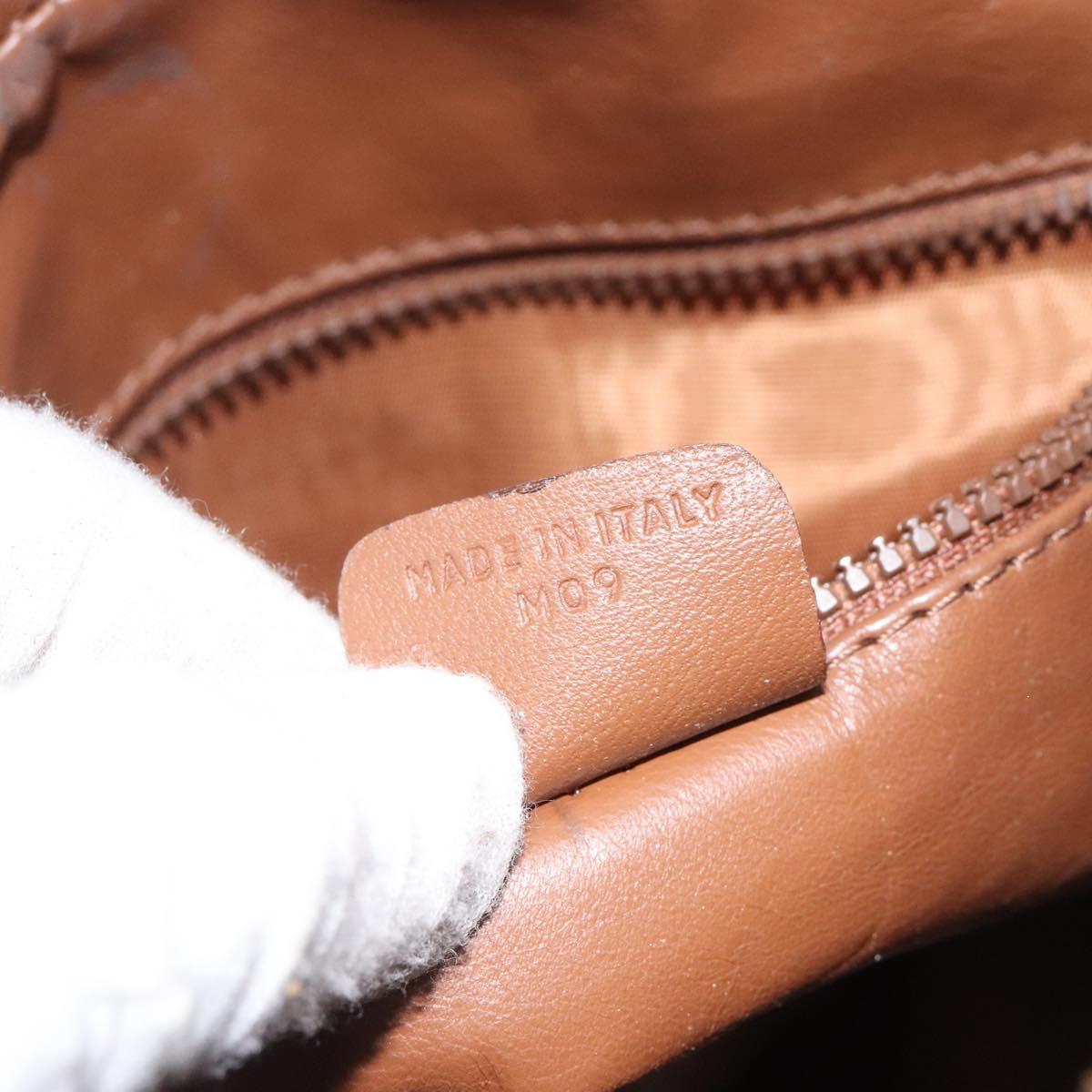 CELINE Shoulder Bag Leather Khaki Gold Auth bs25384