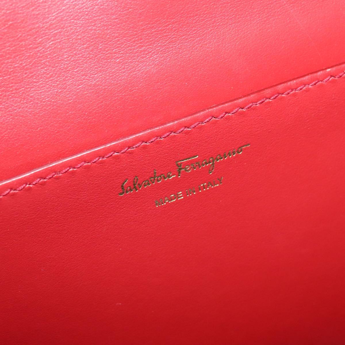 Salvatore Ferragamo Gancini Backpack PVC Leather Beige Gold Auth bs25390