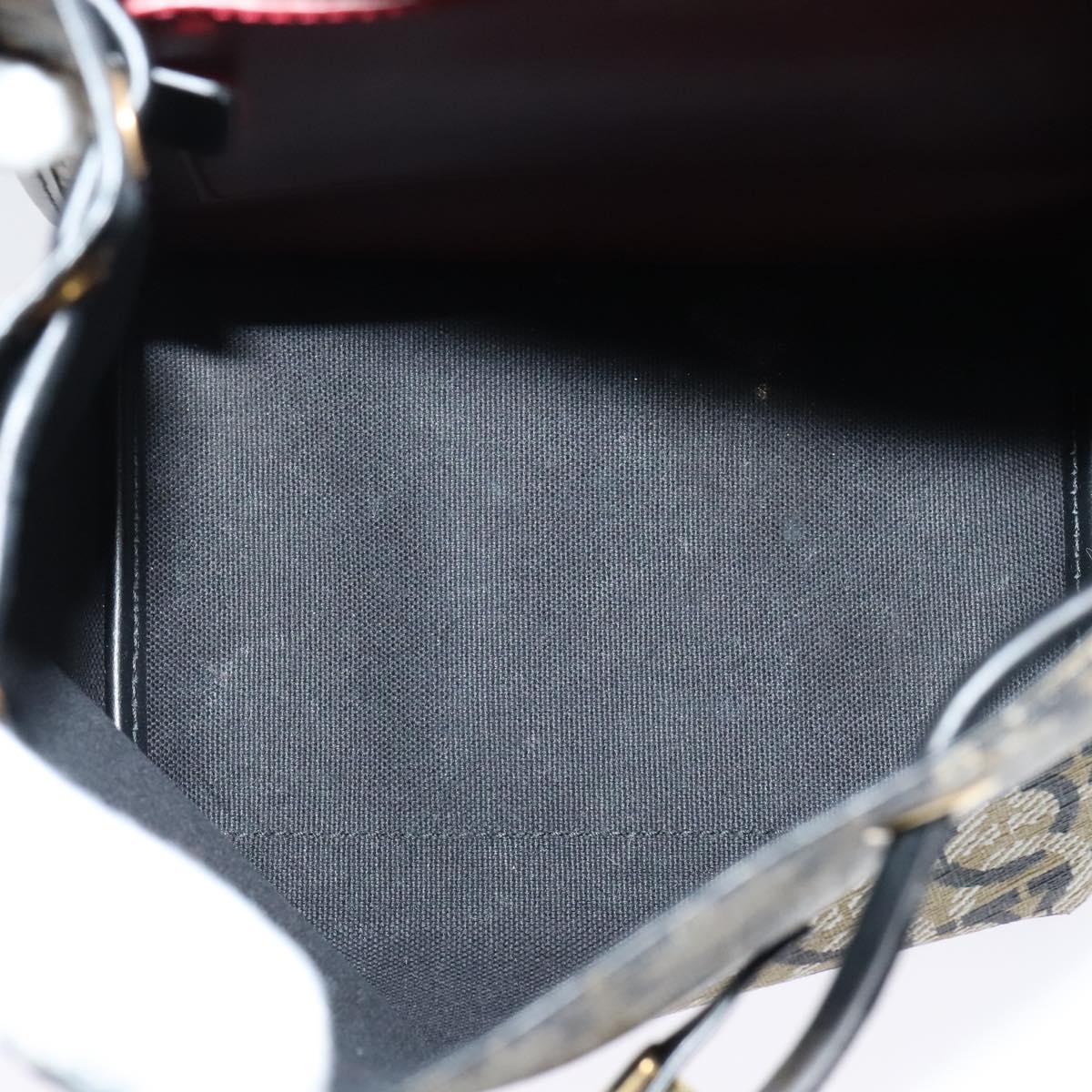 Salvatore Ferragamo Gancini Backpack PVC Leather Beige Gold Auth bs25390