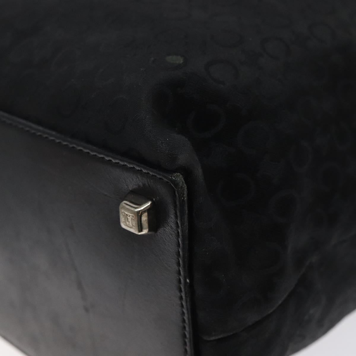 CELINE C Macadam Canvas Tote Bag Nylon Black Silver Auth bs25399