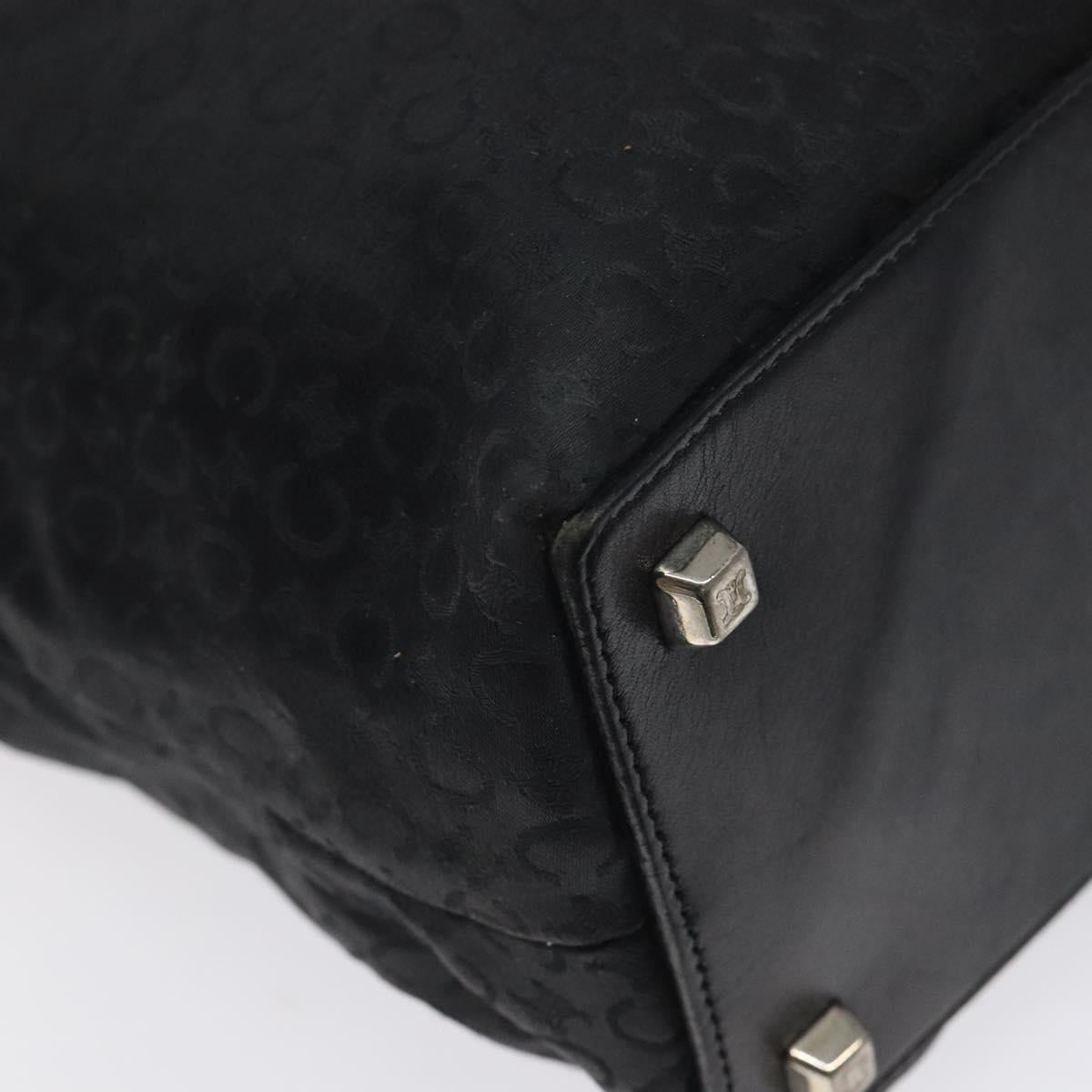 CELINE C Macadam Canvas Tote Bag Nylon Black Silver Auth bs25399