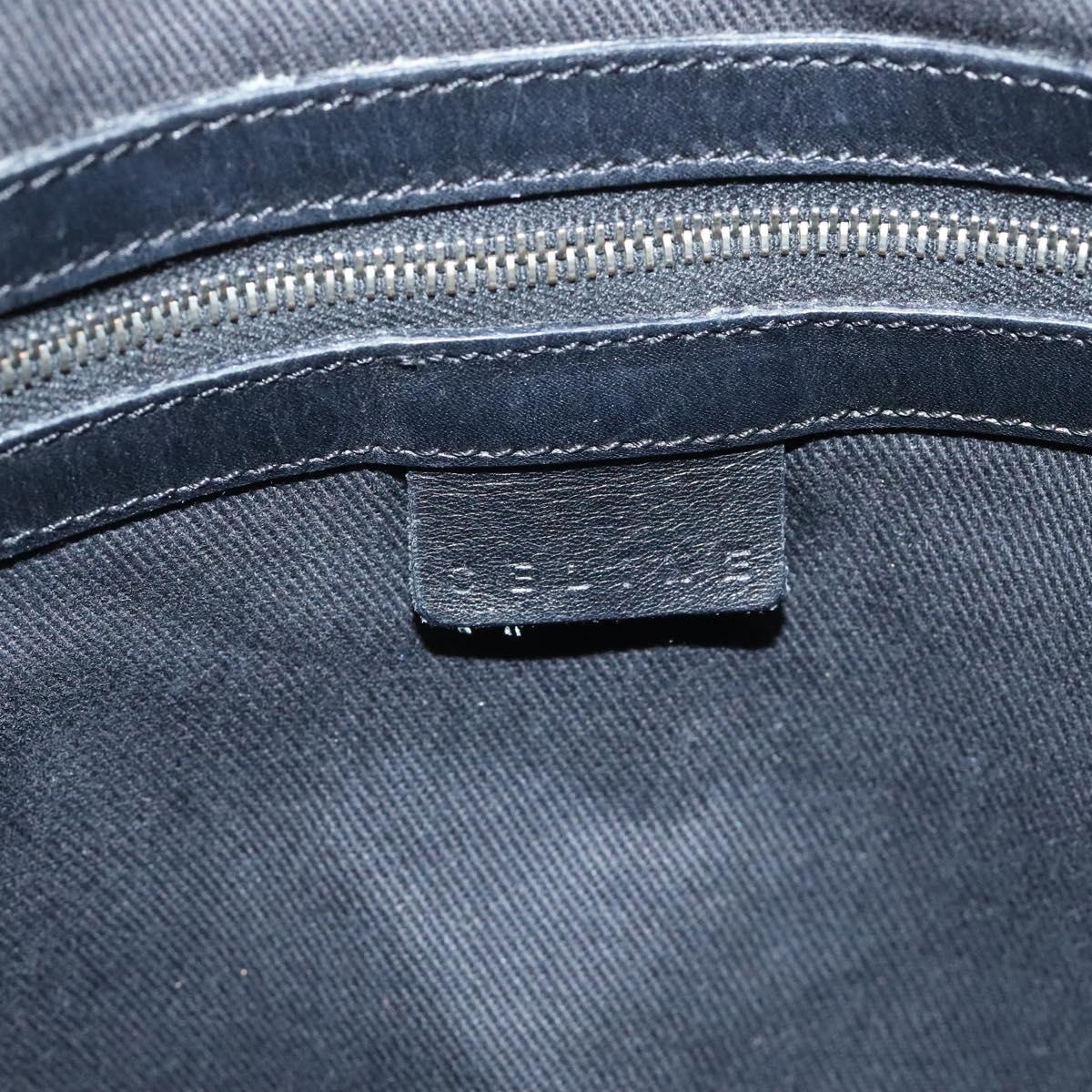 CELINE C Macadam Canvas Tote Bag Nylon Black Silver Auth bs25399