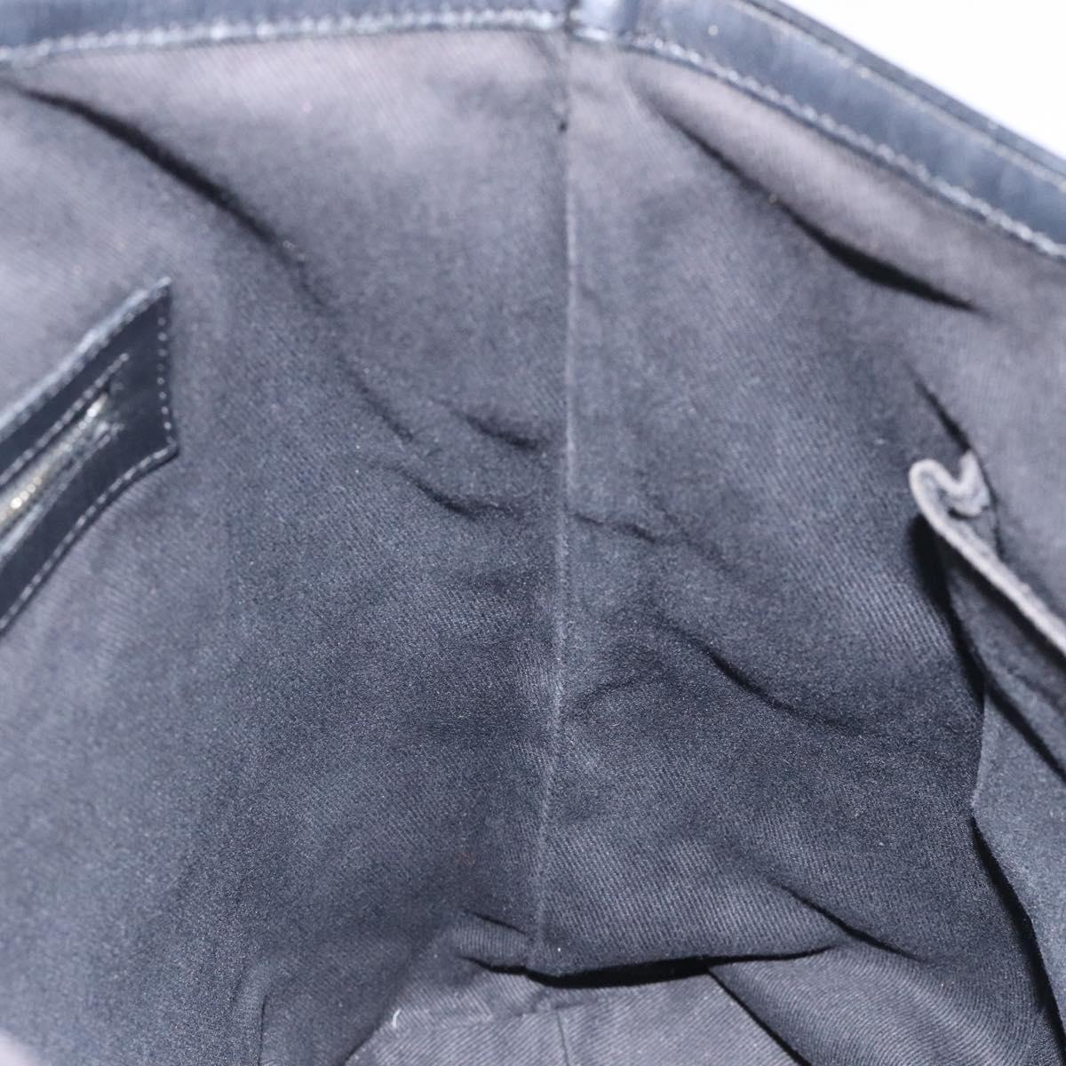 CELINE C Macadam Canvas Tote Bag Nylon Black Silver Auth bs25399