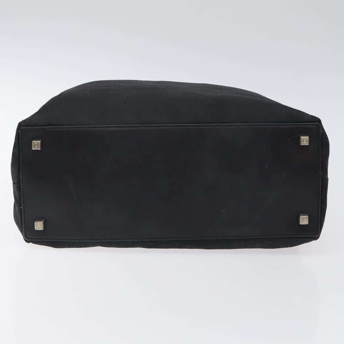 CELINE C Macadam Canvas Tote Bag Nylon Black Silver Auth bs25399