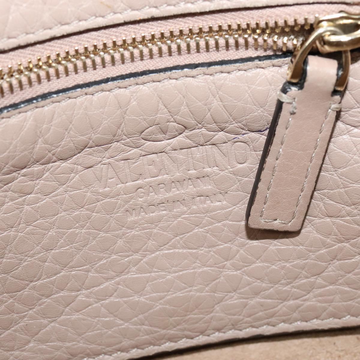 VALENTINO Studs Hand Bag Leather 2way Pink Auth bs25402