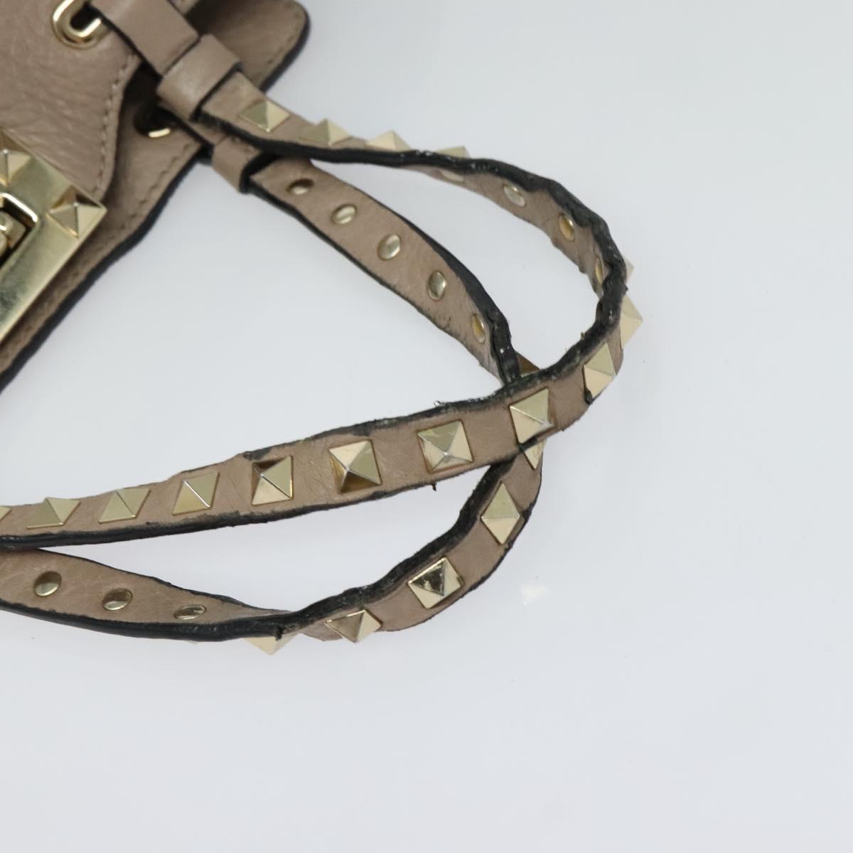 VALENTINO Studs Hand Bag Leather 2way Pink Auth bs25402