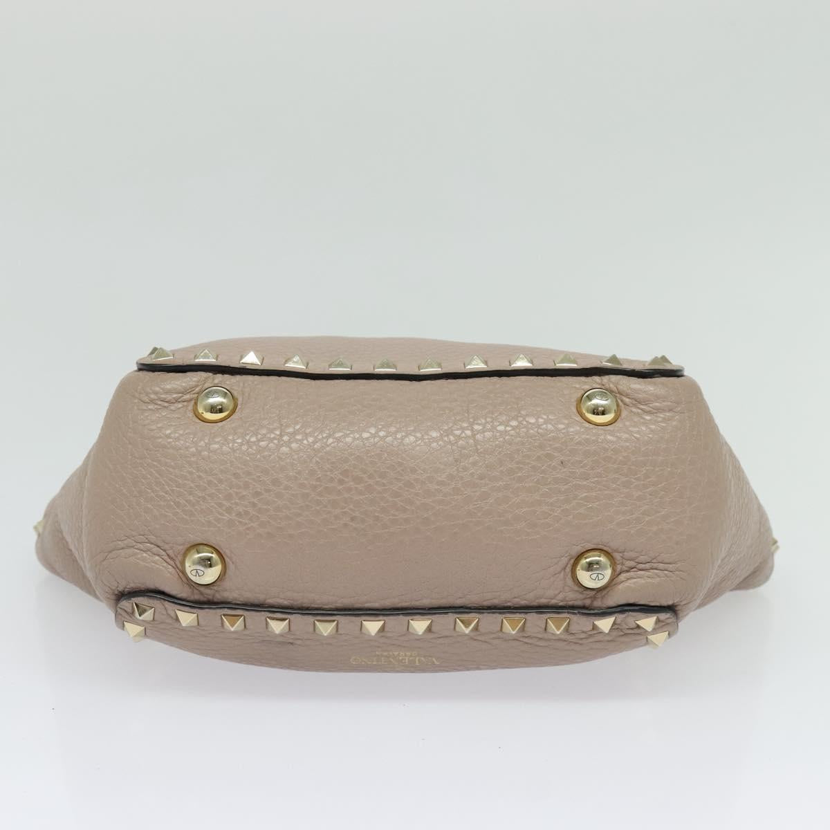 VALENTINO Studs Hand Bag Leather 2way Pink Auth bs25402