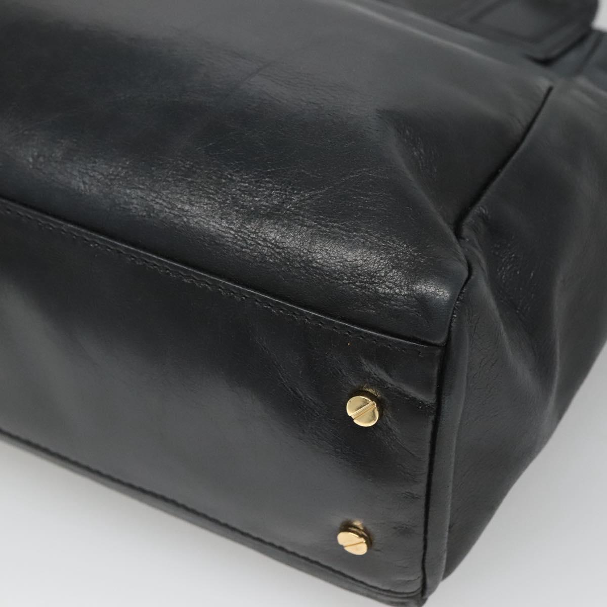 TORY BURCH Tote Bag Leather Black Gold Auth bs25404