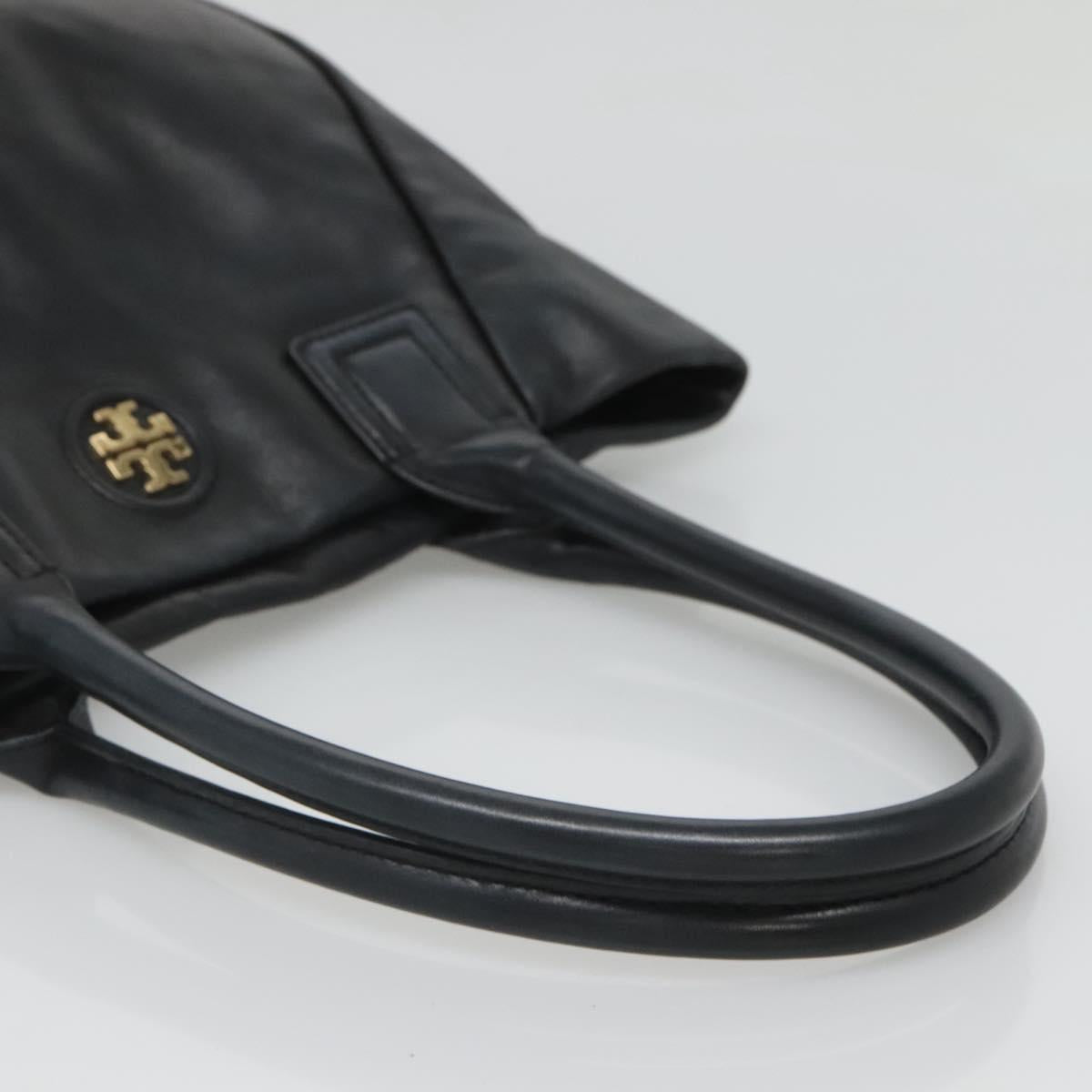 TORY BURCH Tote Bag Leather Black Gold Auth bs25404