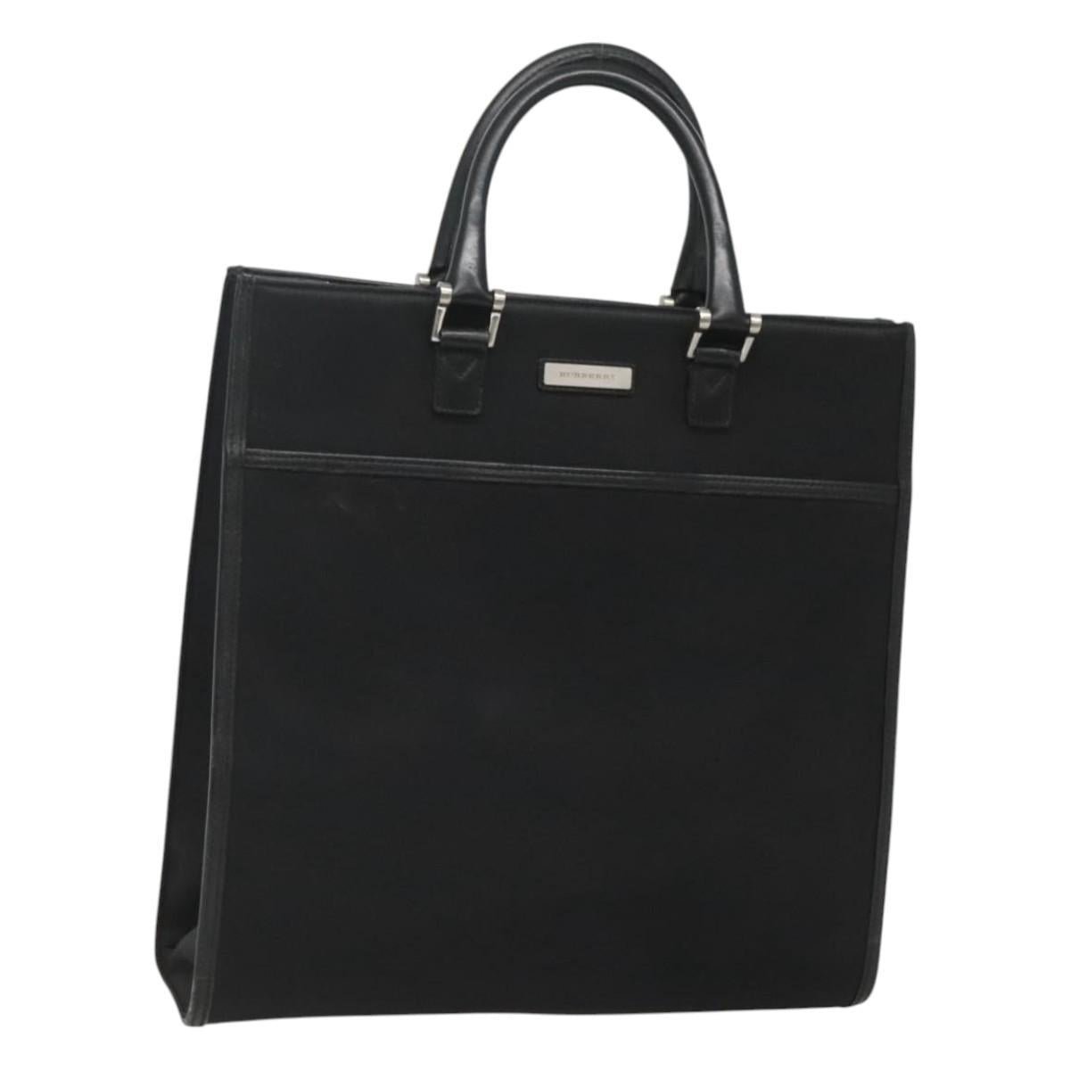 BURBERRY Hand Bag Nylon Black Silver Auth bs25429