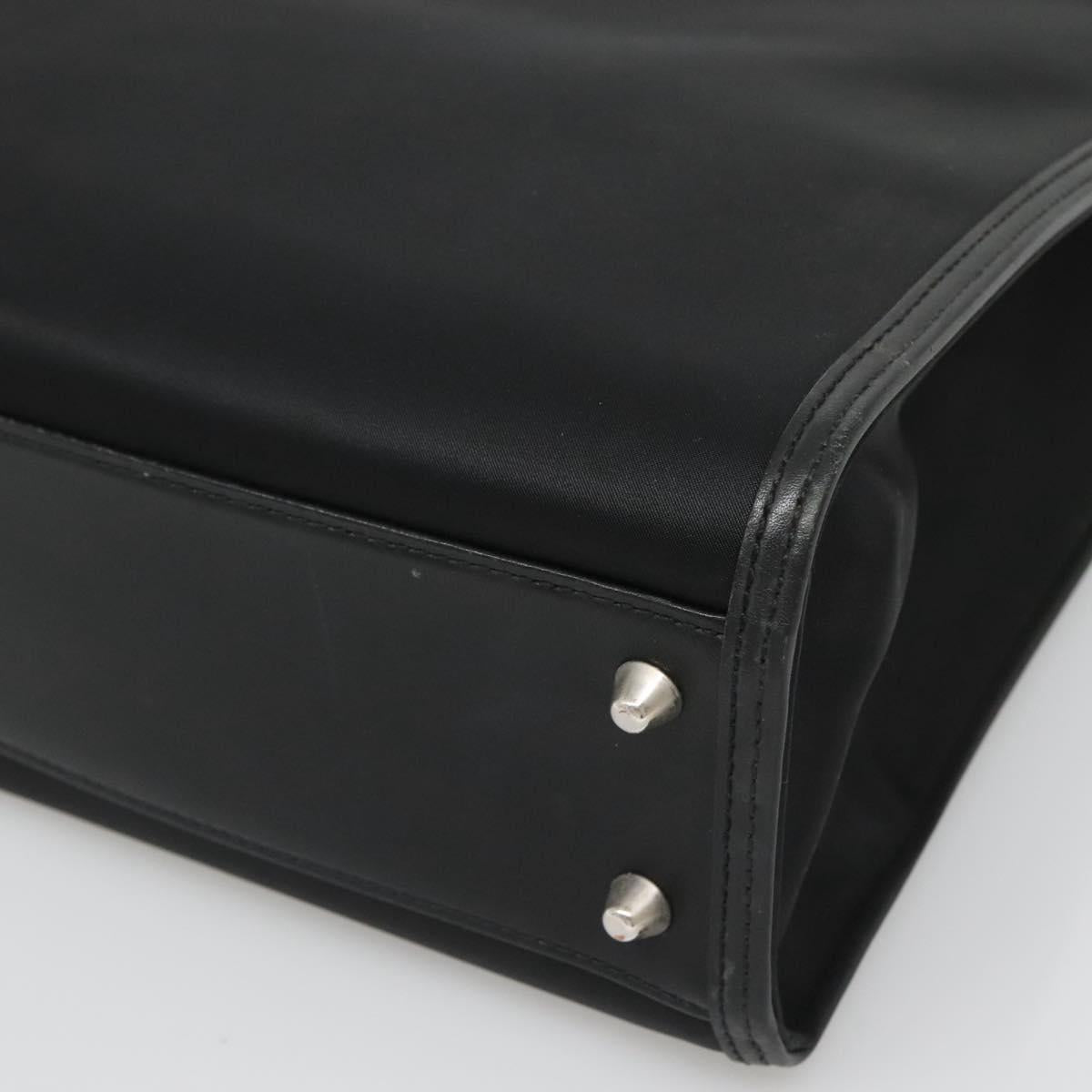 BURBERRY Hand Bag Nylon Black Silver Auth bs25429