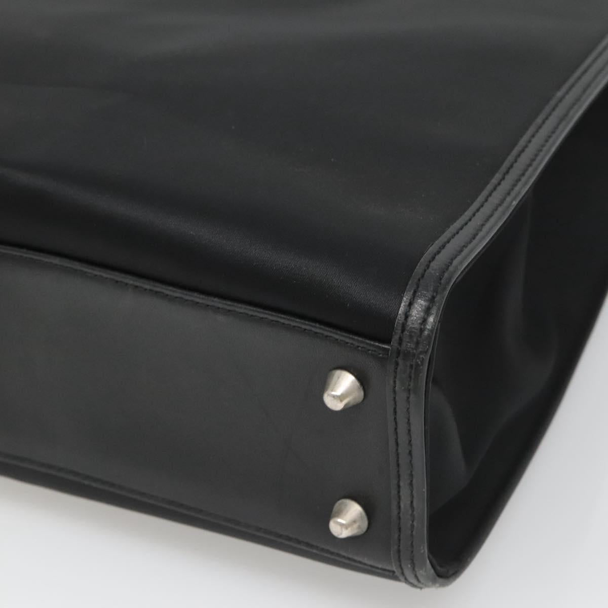 BURBERRY Hand Bag Nylon Black Silver Auth bs25429