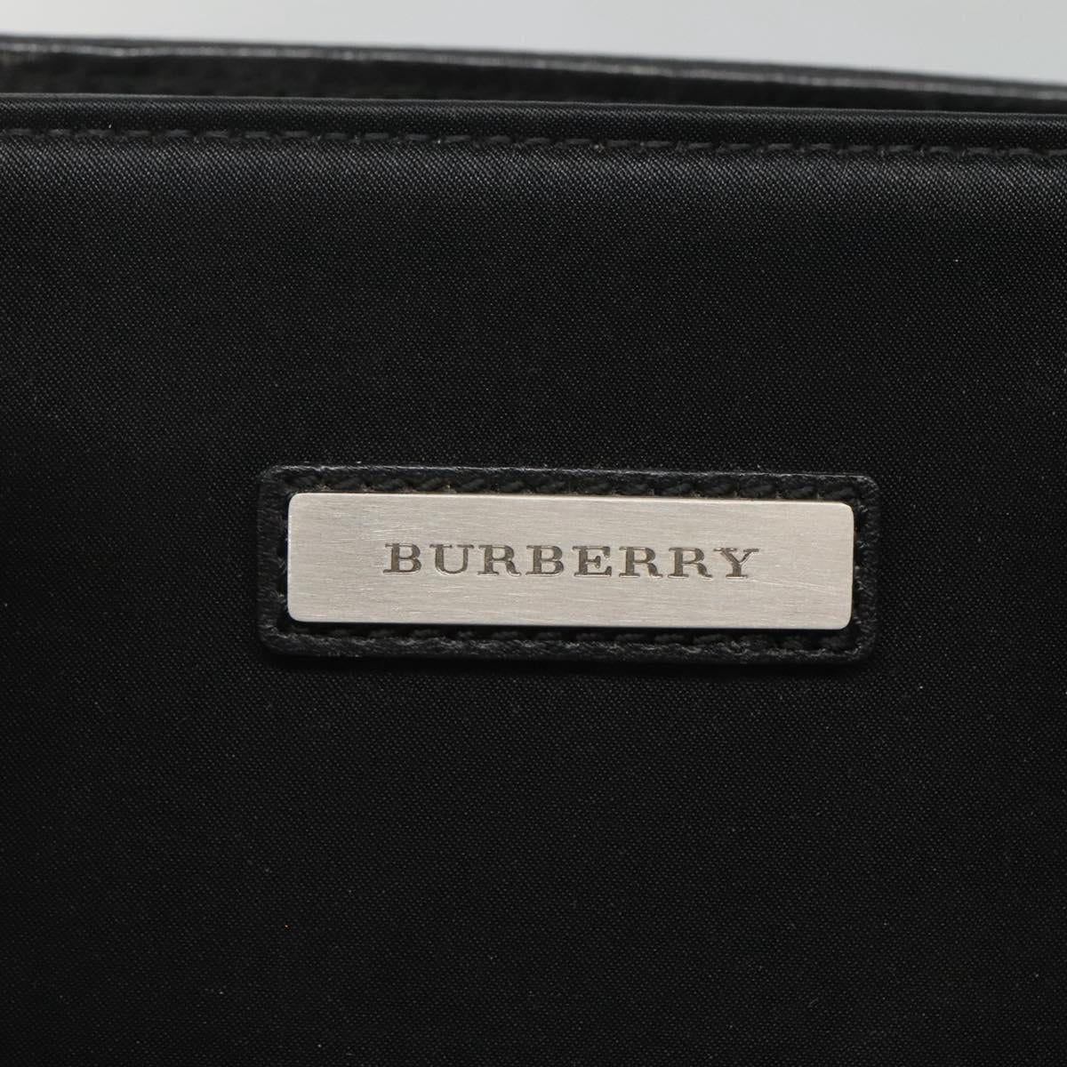 BURBERRY Hand Bag Nylon Black Silver Auth bs25429