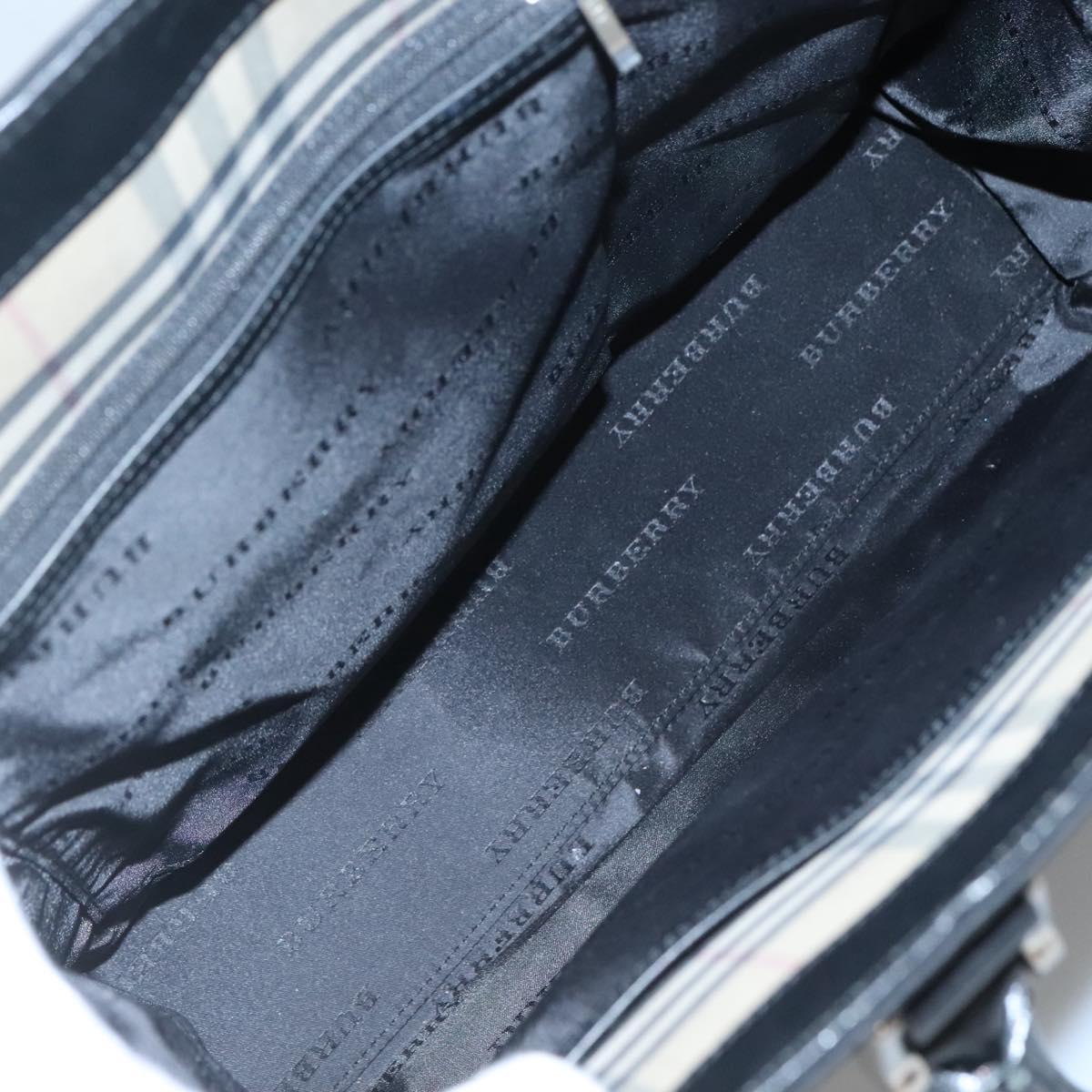 BURBERRY Hand Bag Nylon Black Silver Auth bs25429
