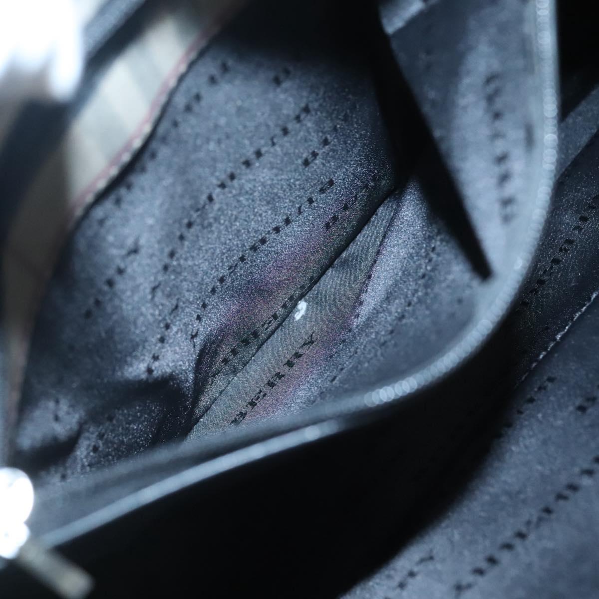 BURBERRY Hand Bag Nylon Black Silver Auth bs25429