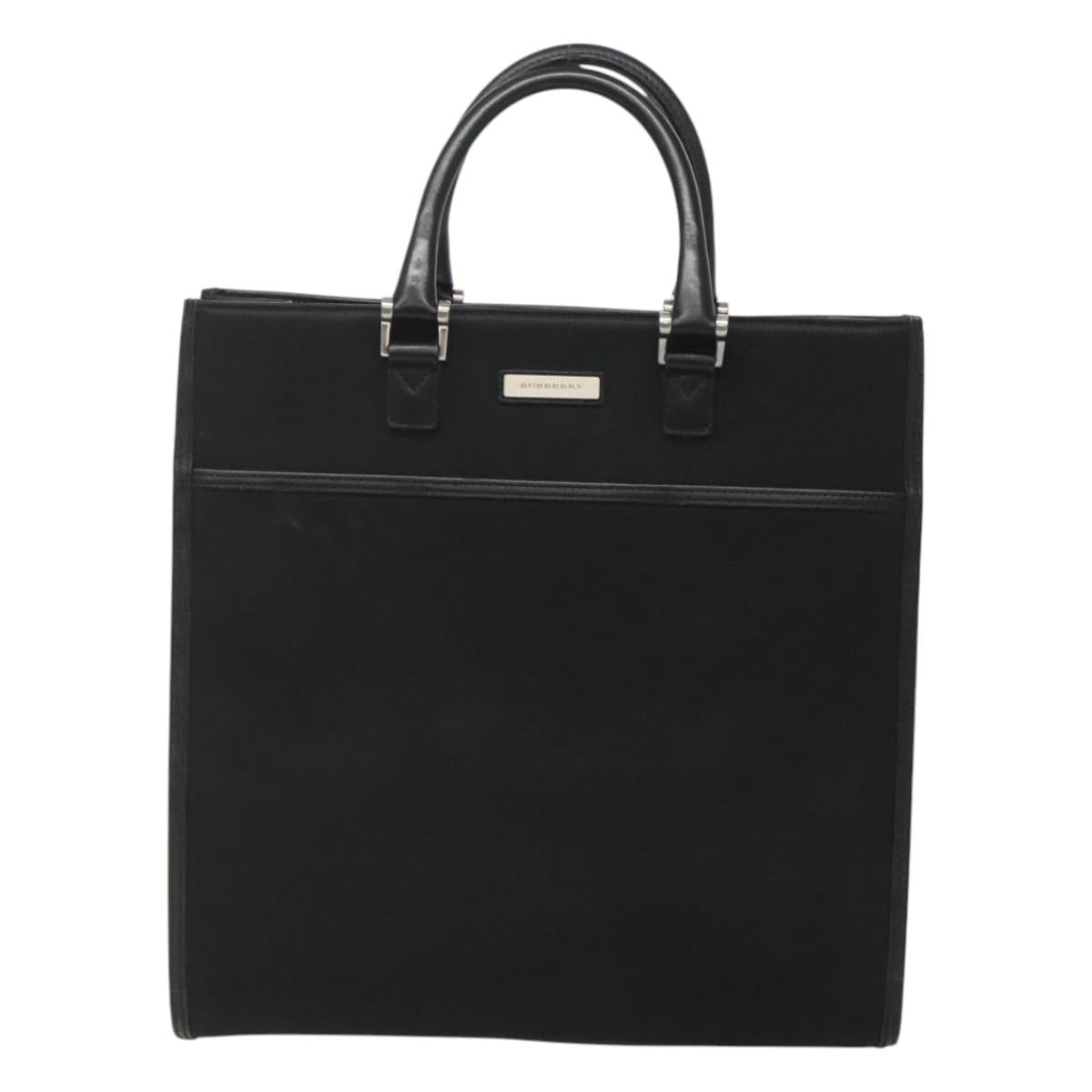 BURBERRY Hand Bag Nylon Black Silver Auth bs25429