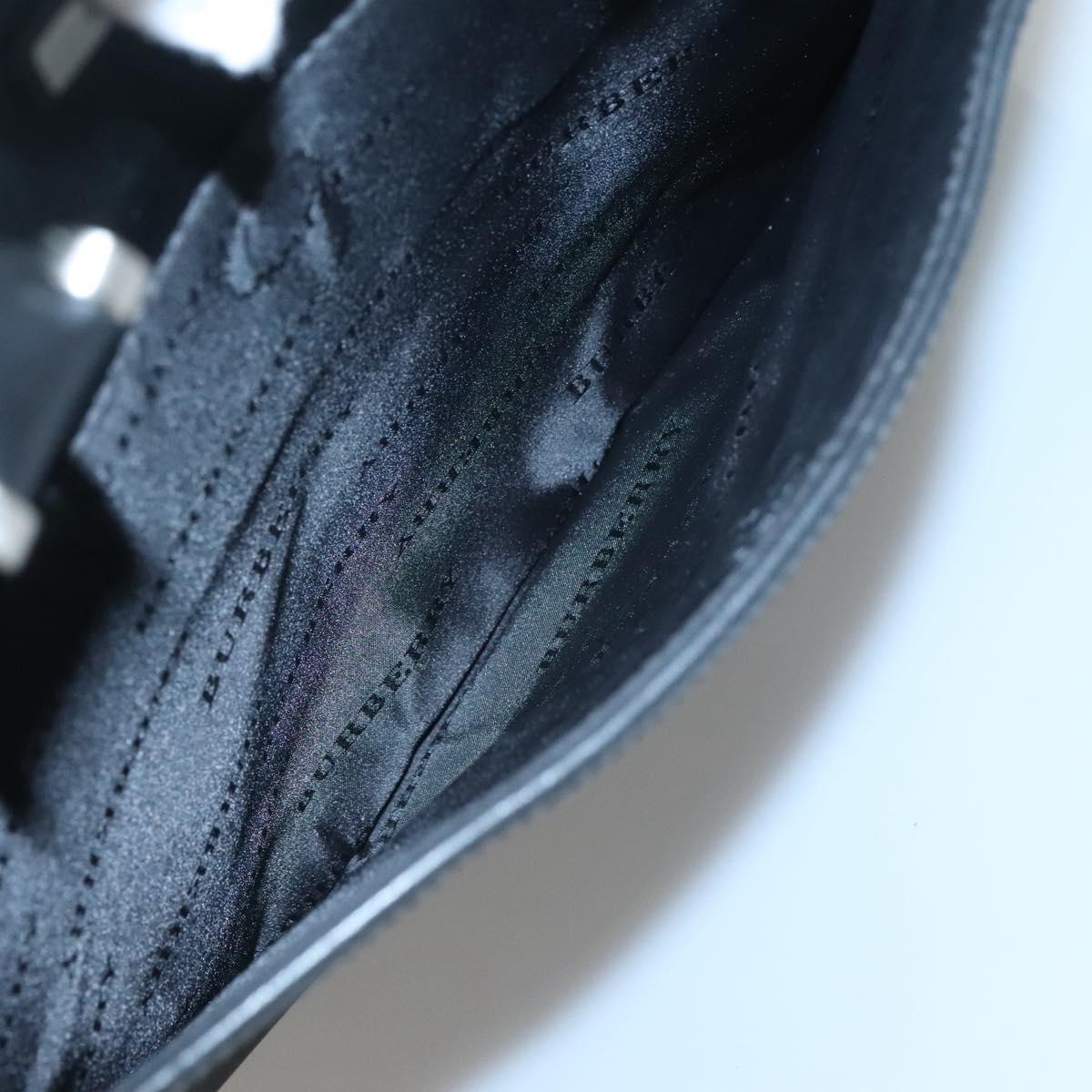 BURBERRY Hand Bag Nylon Black Silver Auth bs25429