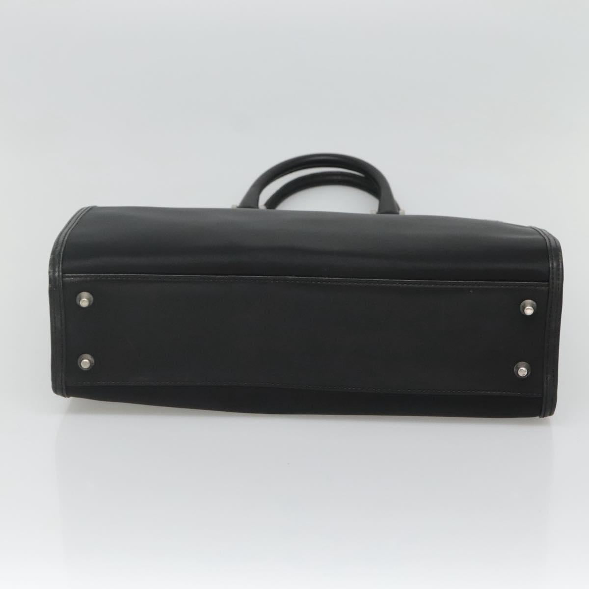 BURBERRY Hand Bag Nylon Black Silver Auth bs25429