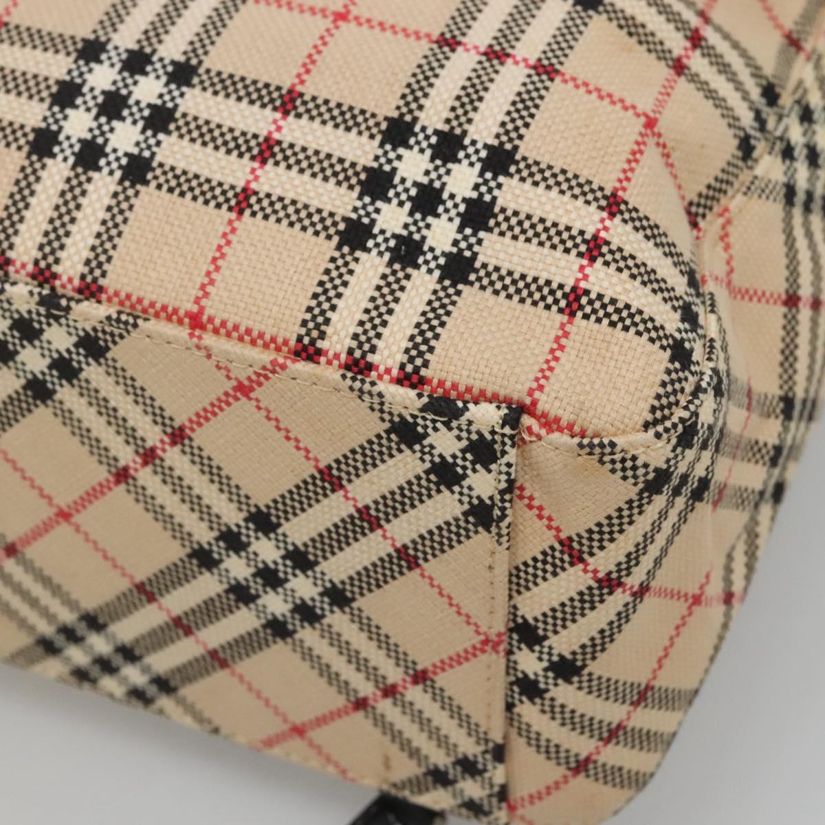 Burberrys Nova Check Blue Label Hand Bag Canvas Beige Auth bs25432