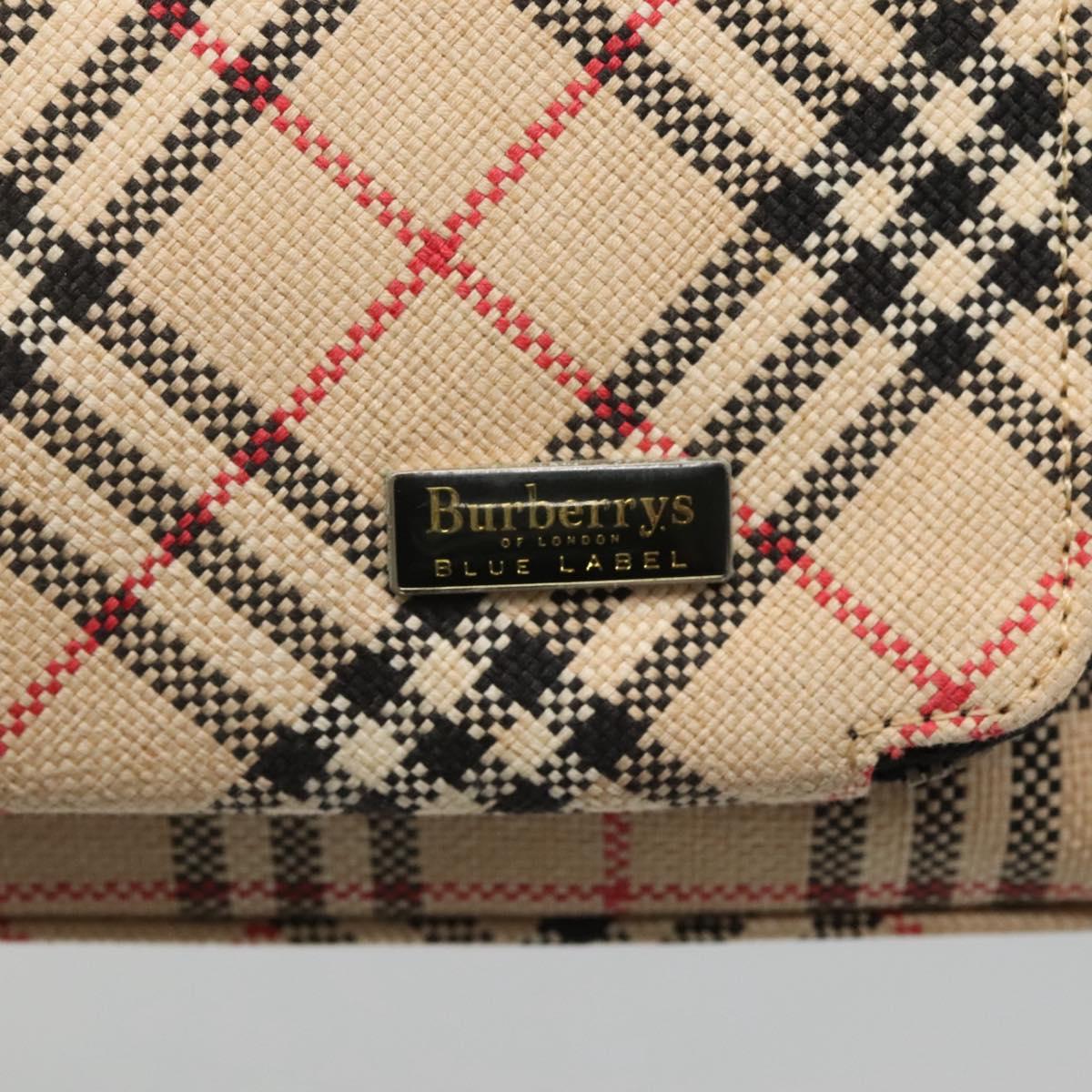 Burberrys Nova Check Blue Label Hand Bag Canvas Beige Auth bs25432