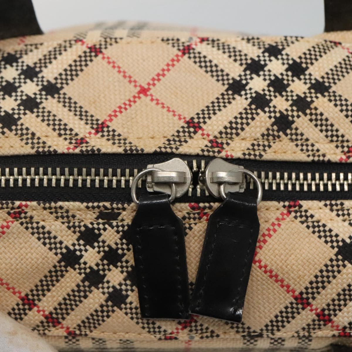 Burberrys Nova Check Blue Label Hand Bag Canvas Beige Auth bs25432