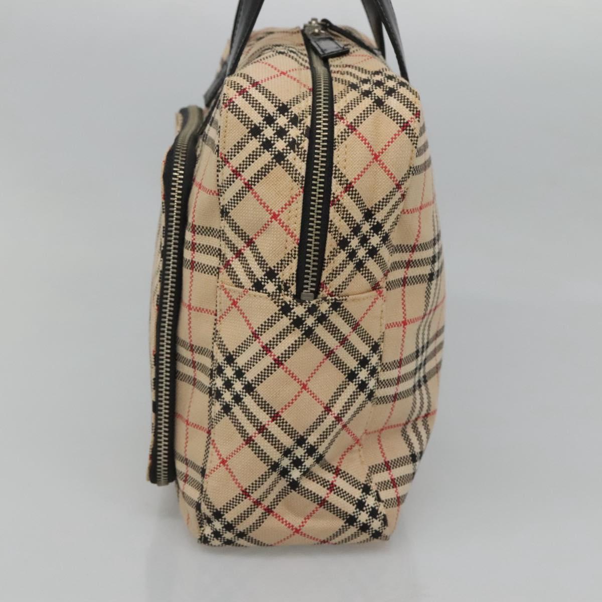 Burberrys Nova Check Blue Label Hand Bag Canvas Beige Auth bs25432