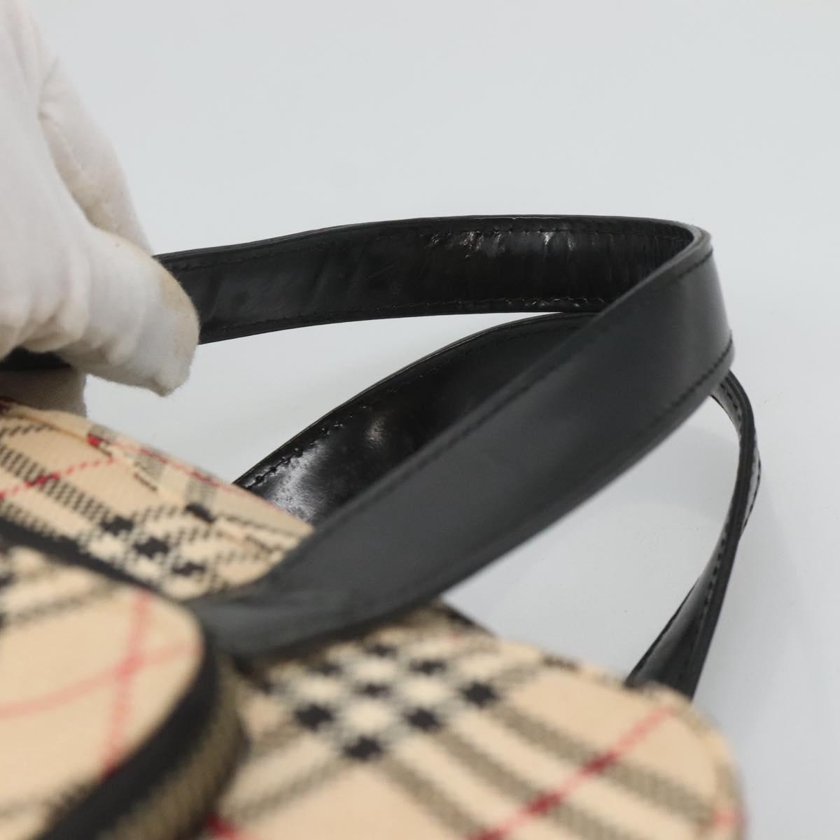 Burberrys Nova Check Blue Label Hand Bag Canvas Beige Auth bs25432