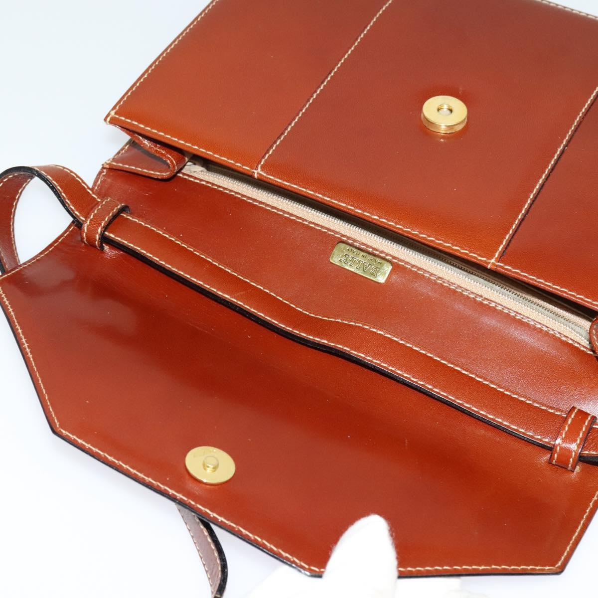 BALLY Shoulder Bag Leather Brown Auth bs25440