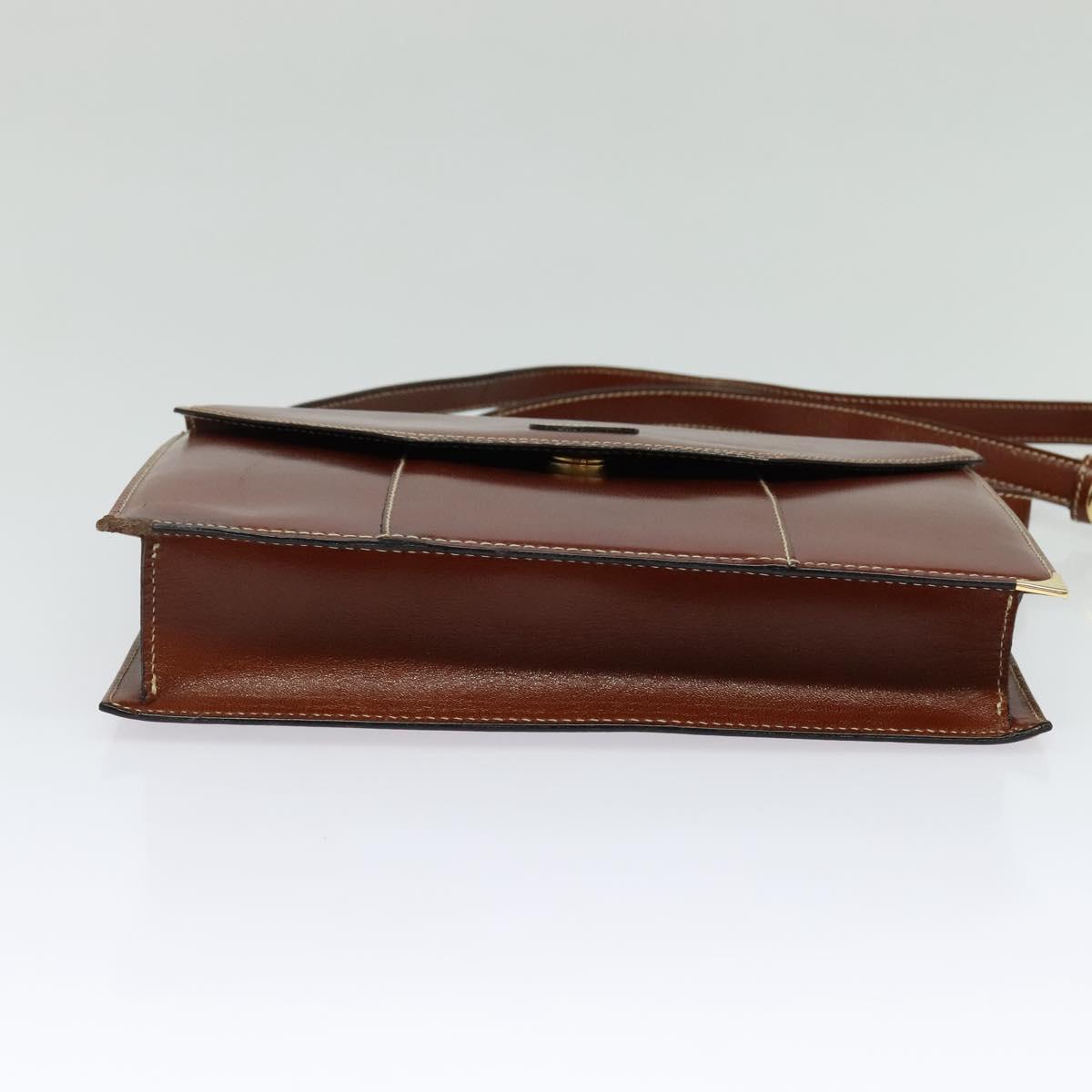 BALLY Shoulder Bag Leather Brown Auth bs25440