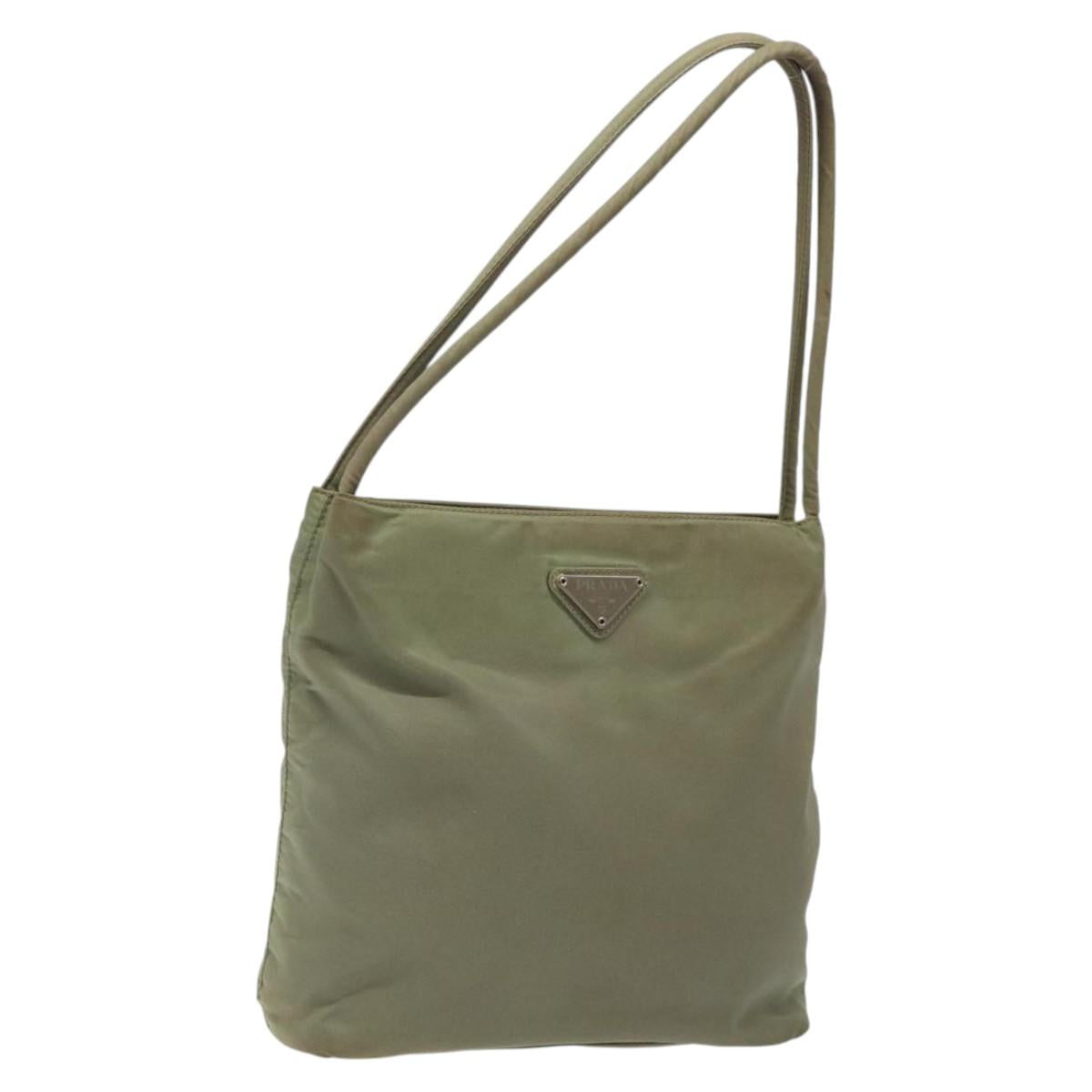PRADA Hand Bag Nylon Khaki Auth bs25441