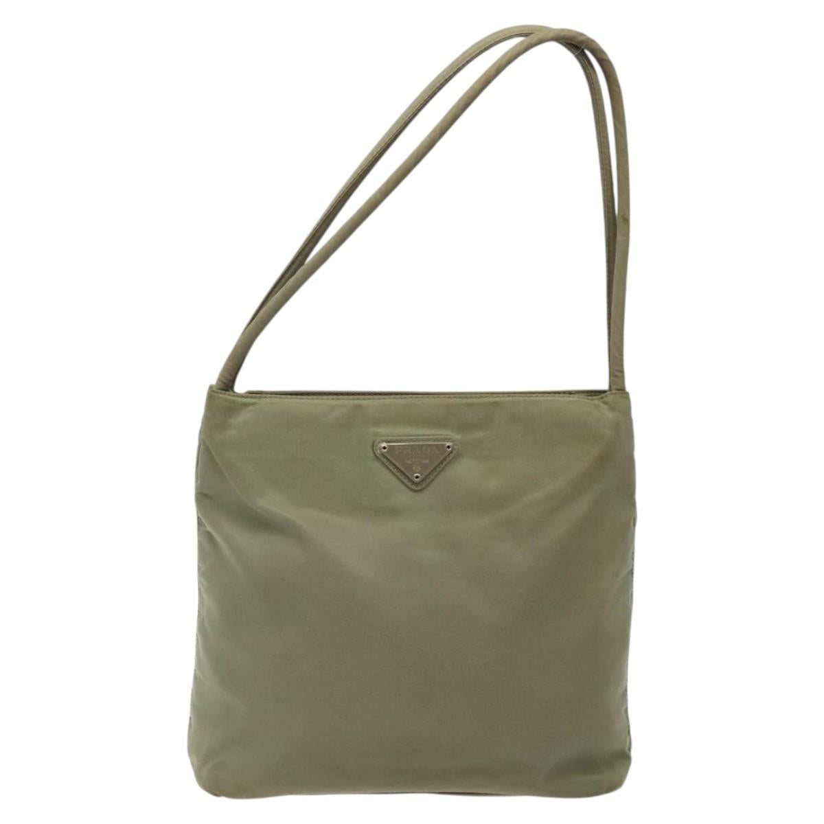 PRADA Hand Bag Nylon Khaki Auth bs25441