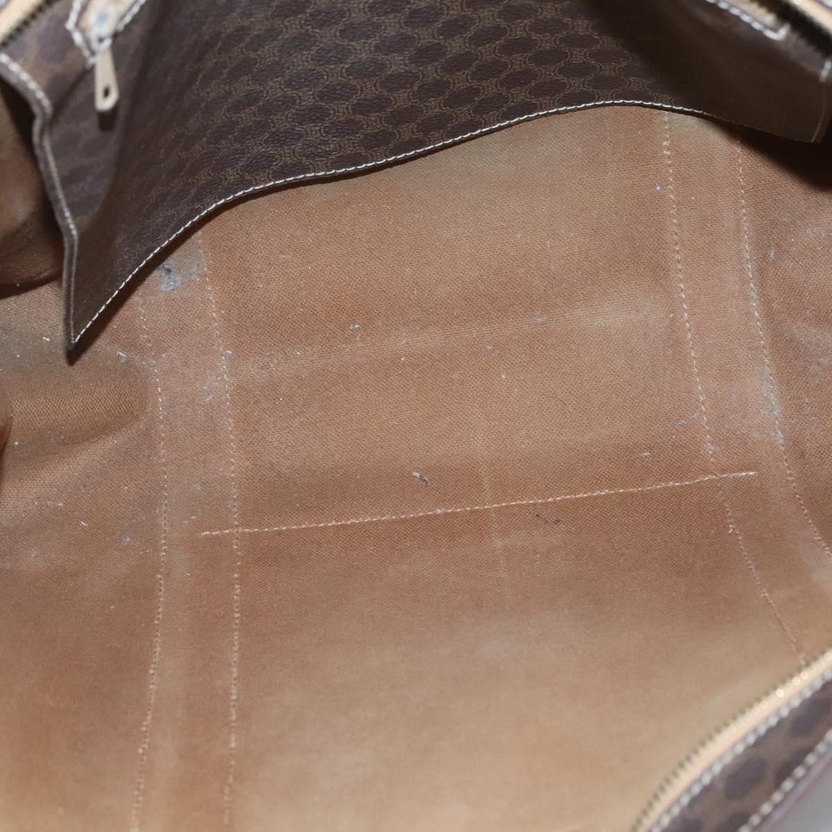 CELINE Macadam Canvas Tote Bag PVC Leather Brown Gold Auth bs25457