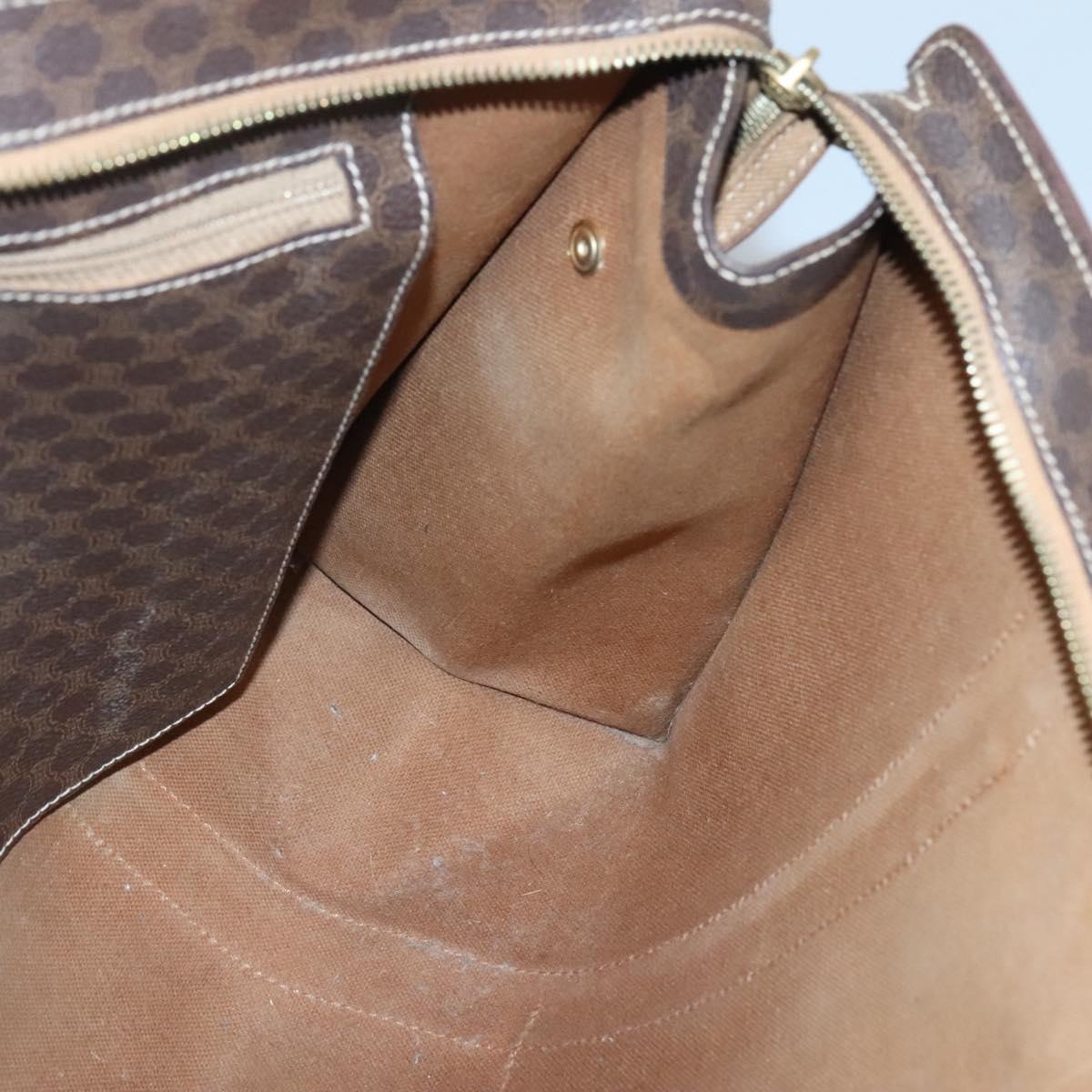 CELINE Macadam Canvas Tote Bag PVC Leather Brown Gold Auth bs25457