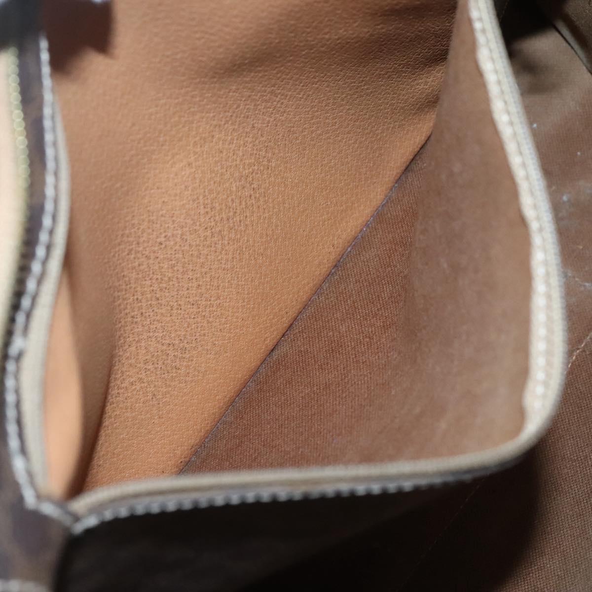 CELINE Macadam Canvas Tote Bag PVC Leather Brown Gold Auth bs25457