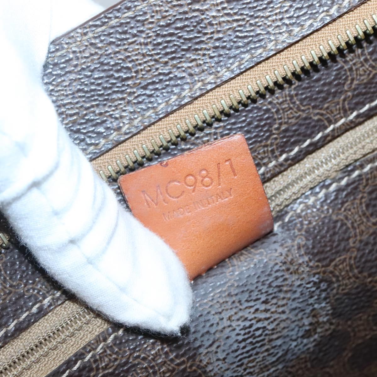 CELINE Macadam Canvas Tote Bag PVC Leather Brown Gold Auth bs25457