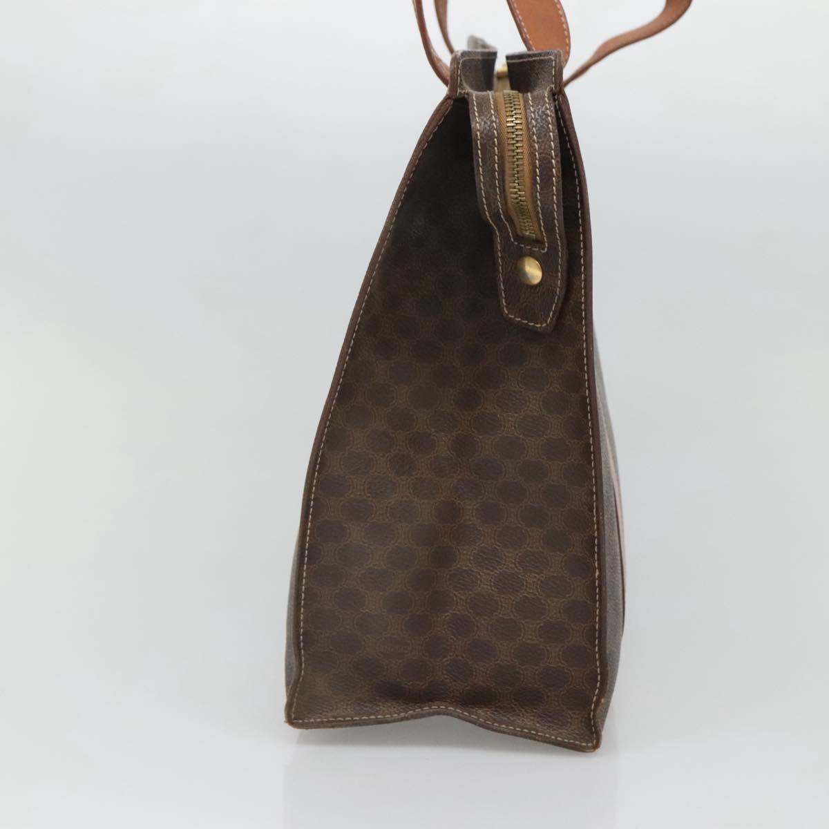 CELINE Macadam Canvas Tote Bag PVC Leather Brown Gold Auth bs25457