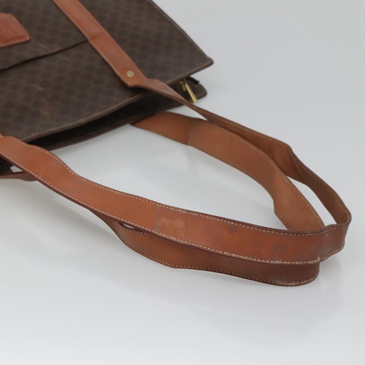 CELINE Macadam Canvas Tote Bag PVC Leather Brown Gold Auth bs25457