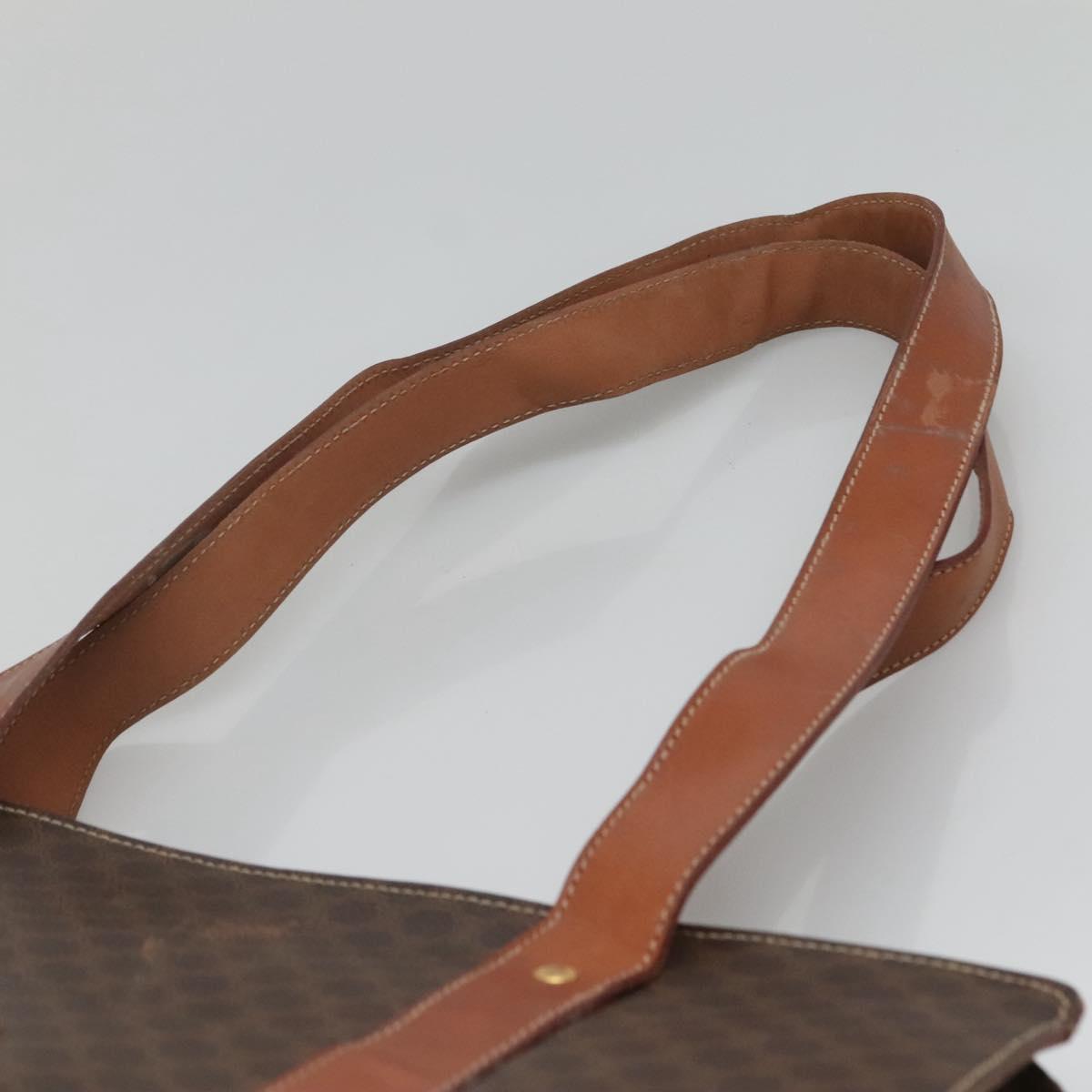 CELINE Macadam Canvas Tote Bag PVC Leather Brown Gold Auth bs25457