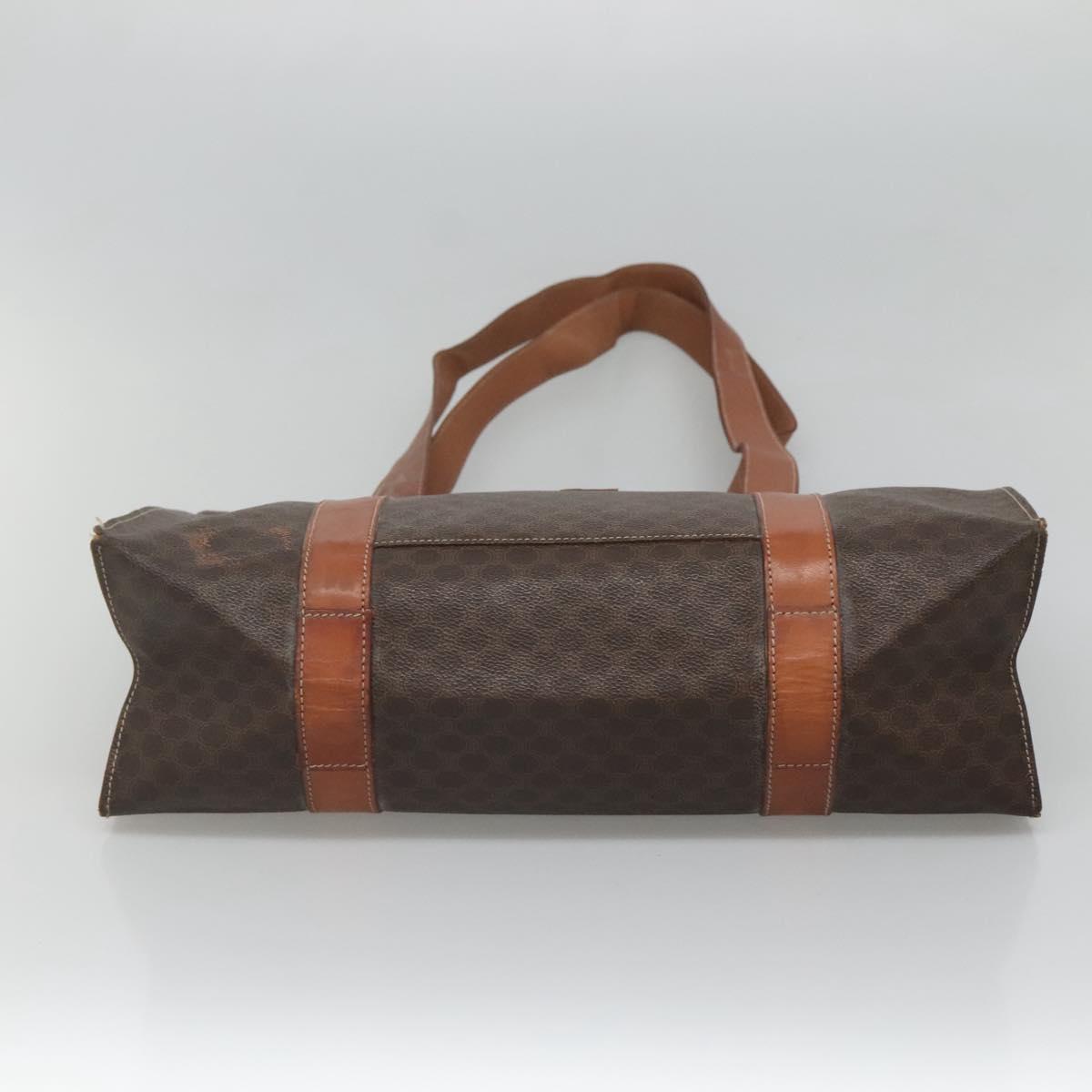 CELINE Macadam Canvas Tote Bag PVC Leather Brown Gold Auth bs25457