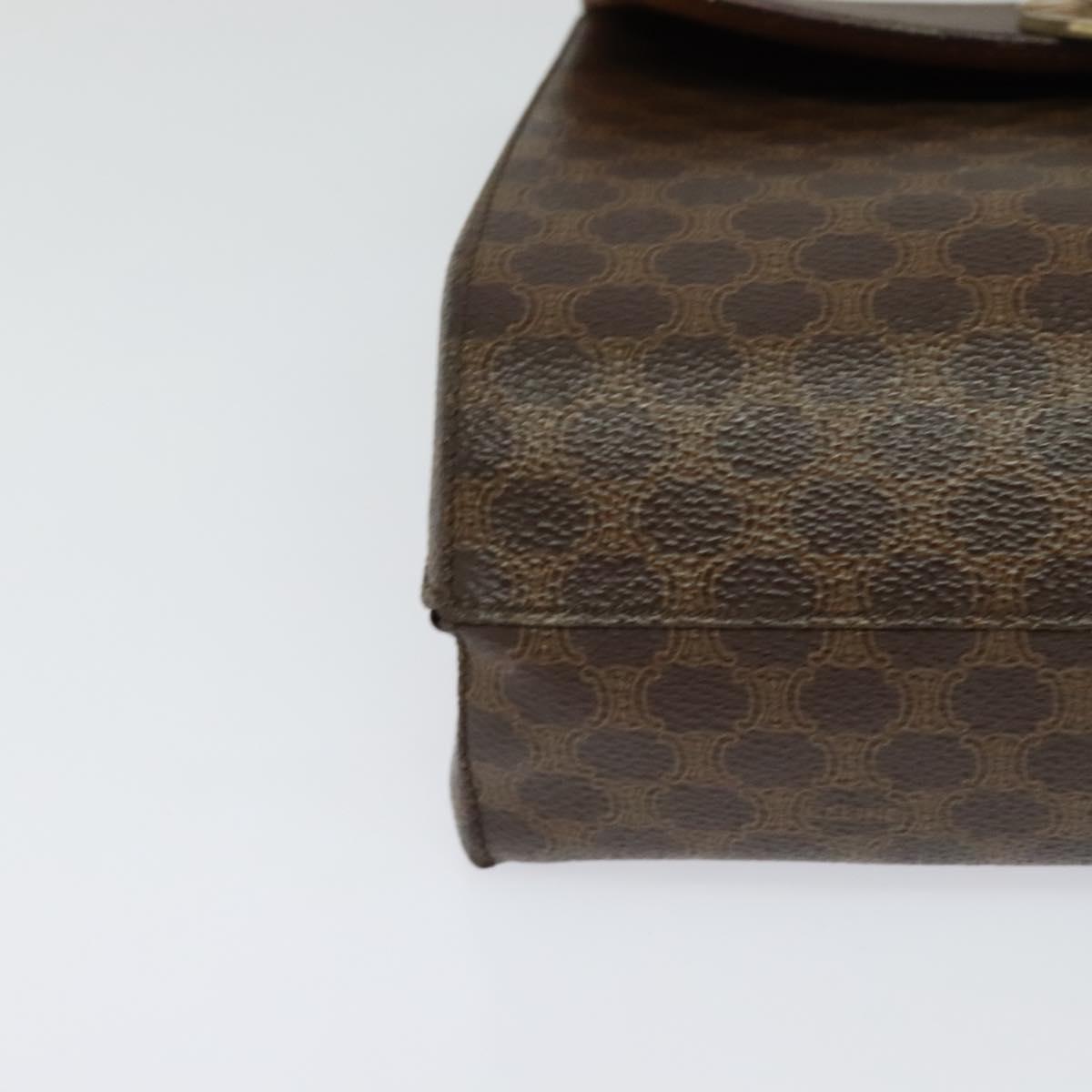 CELINE Macadam Canvas Circle Shoulder Bag PVC Leather Brown Gold Auth bs25458