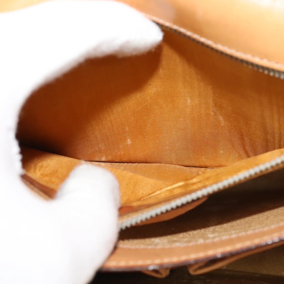 CELINE Macadam Canvas Circle Shoulder Bag PVC Leather Brown Gold Auth bs25458