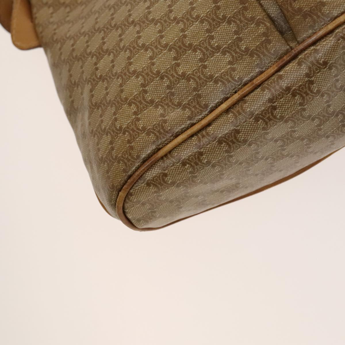 CELINE Macadam Canvas Shoulder Bag Beige Gold Auth bs25460