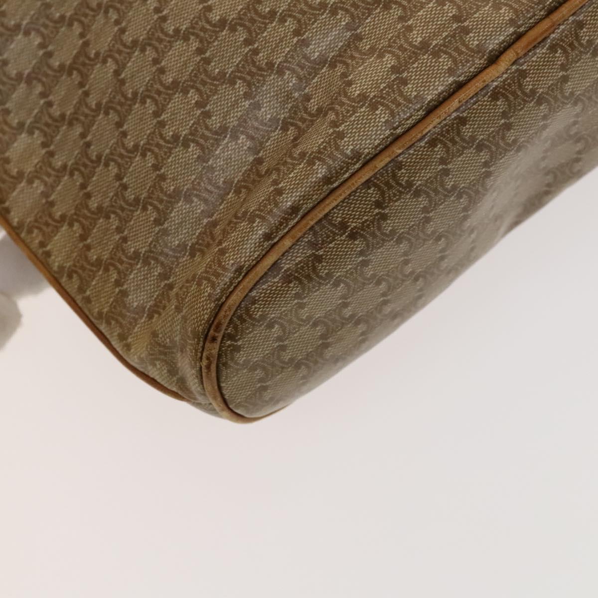 CELINE Macadam Canvas Shoulder Bag Beige Gold Auth bs25460