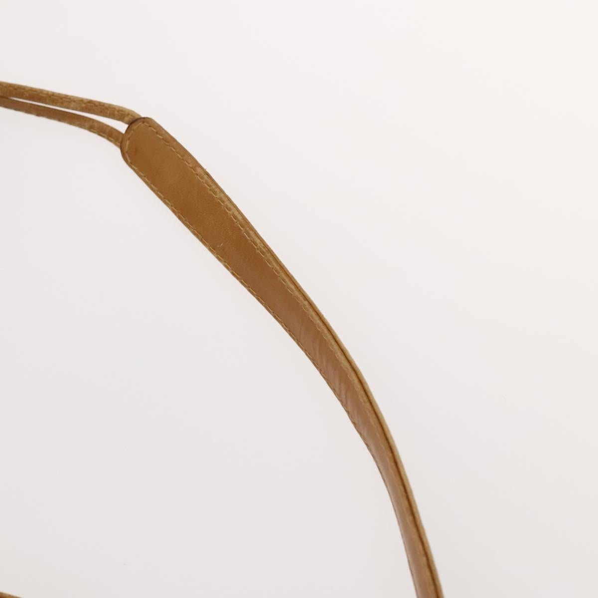 CELINE Macadam Canvas Shoulder Bag Beige Gold Auth bs25460