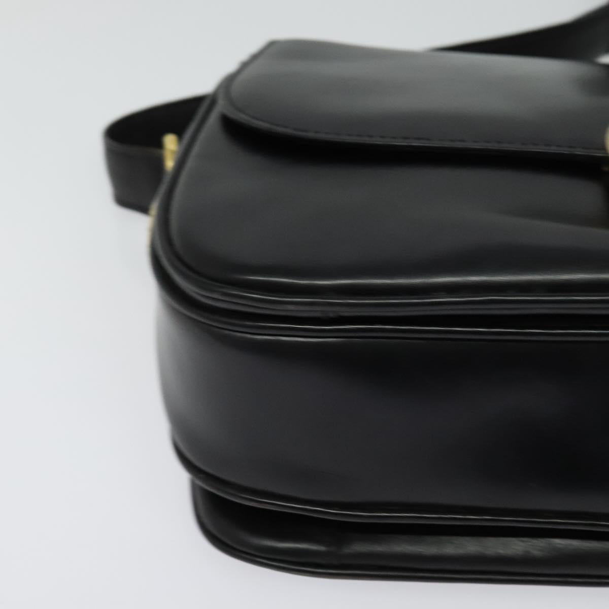 CELINE Shoulder Bag Leather Black Gold Auth bs25461