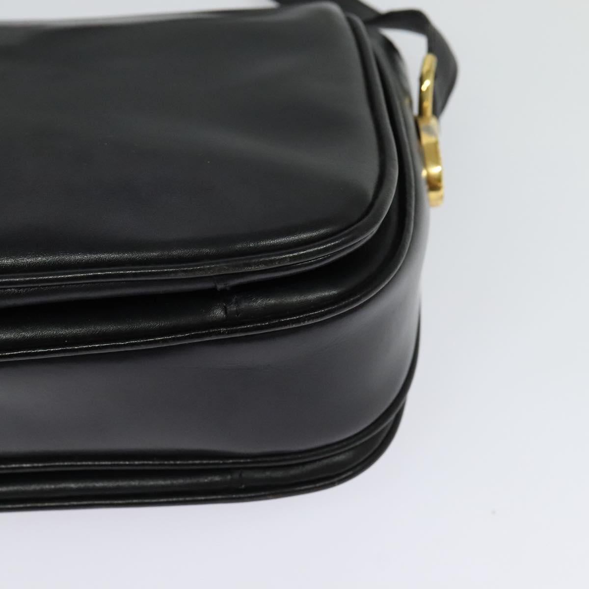 CELINE Shoulder Bag Leather Black Gold Auth bs25461
